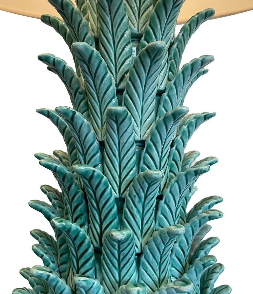 20th Century Very Large 1950s Turquoise Ceramic Lamp by Ceramicas Bondia, Manises, Spain