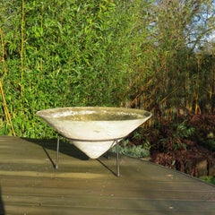 Very Large 1960s Conical Concrete Fibre Garden Planter on Stand Florastone