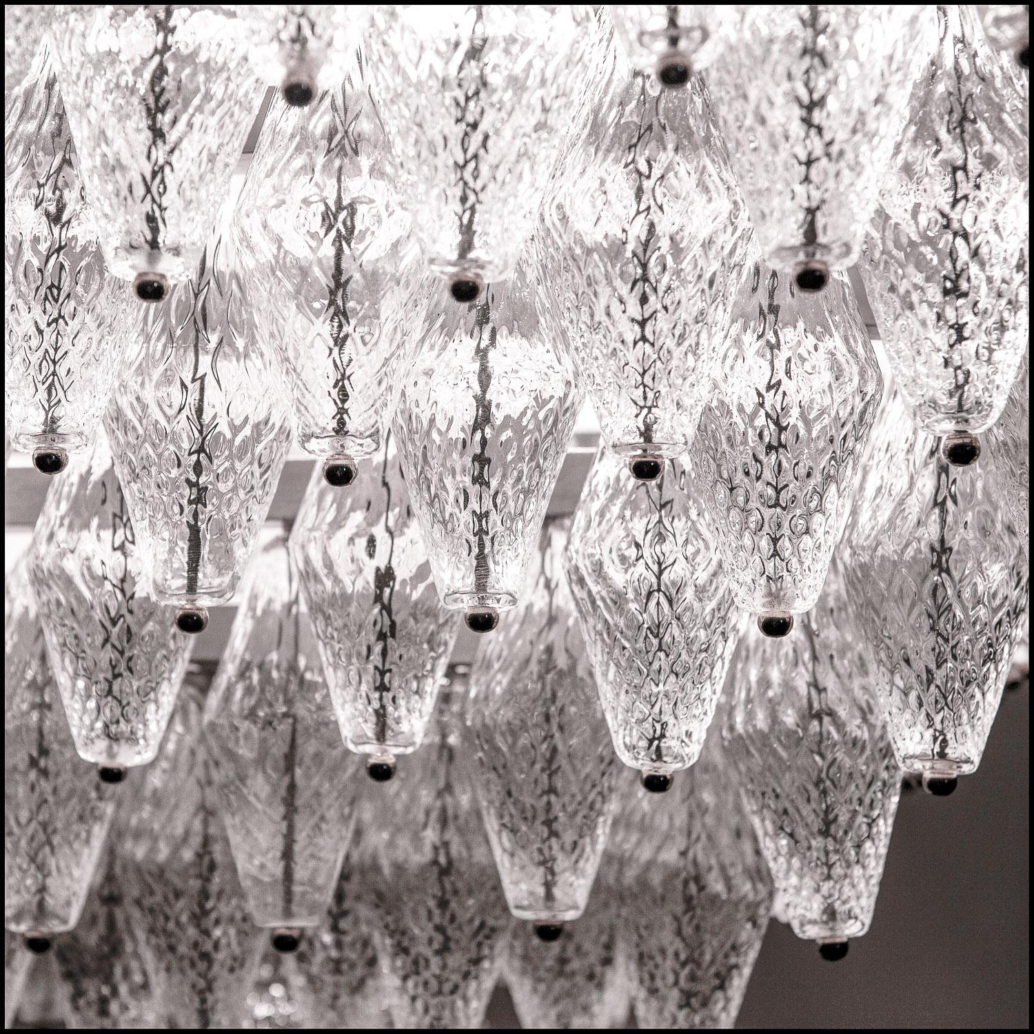 Two Very Large 1960s Glass and Steel Chandelier by Seguso Vetri D'Arte For Sale 6