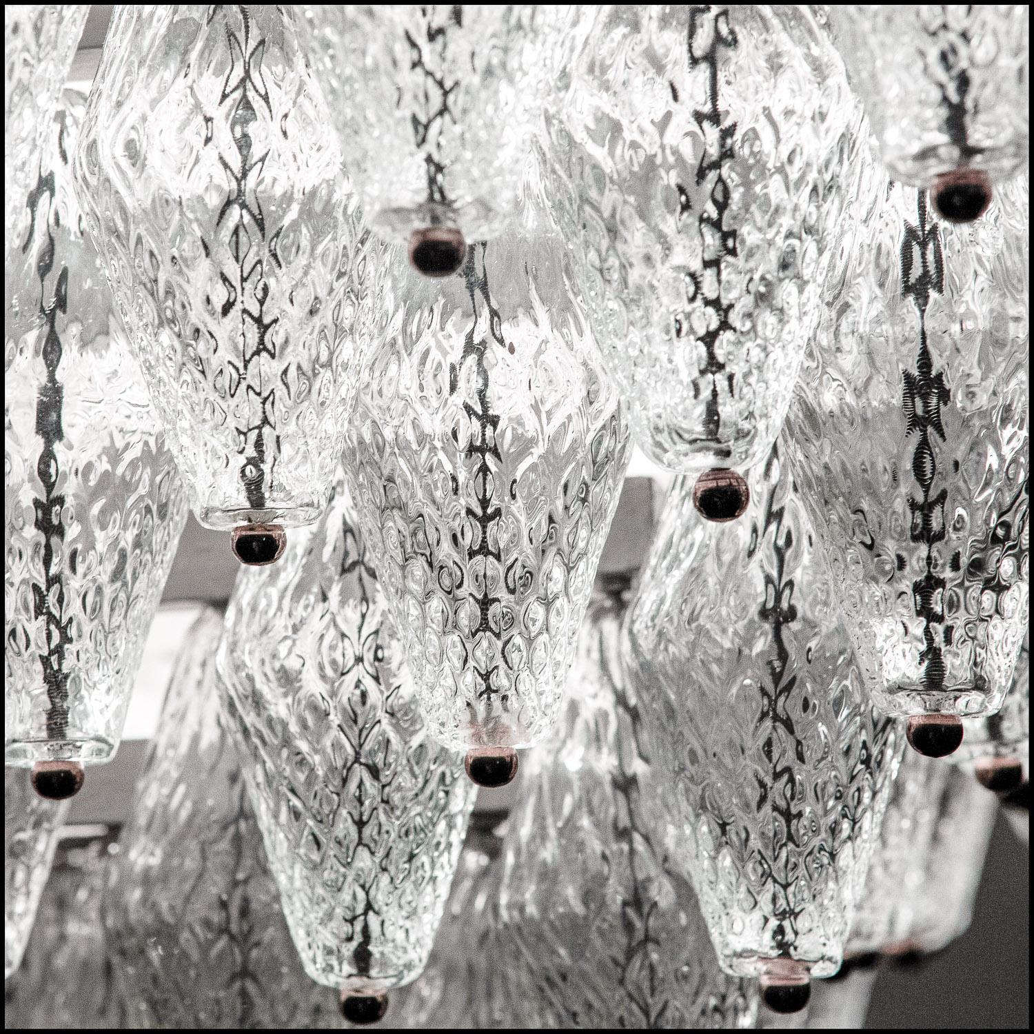 Two Very Large 1960s Glass and Steel Chandelier by Seguso Vetri D'Arte For Sale 8