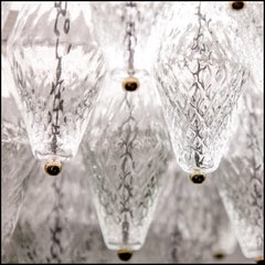 Two Very Large 1960s Glass and Steel Chandelier by Seguso Vetri D'Arte