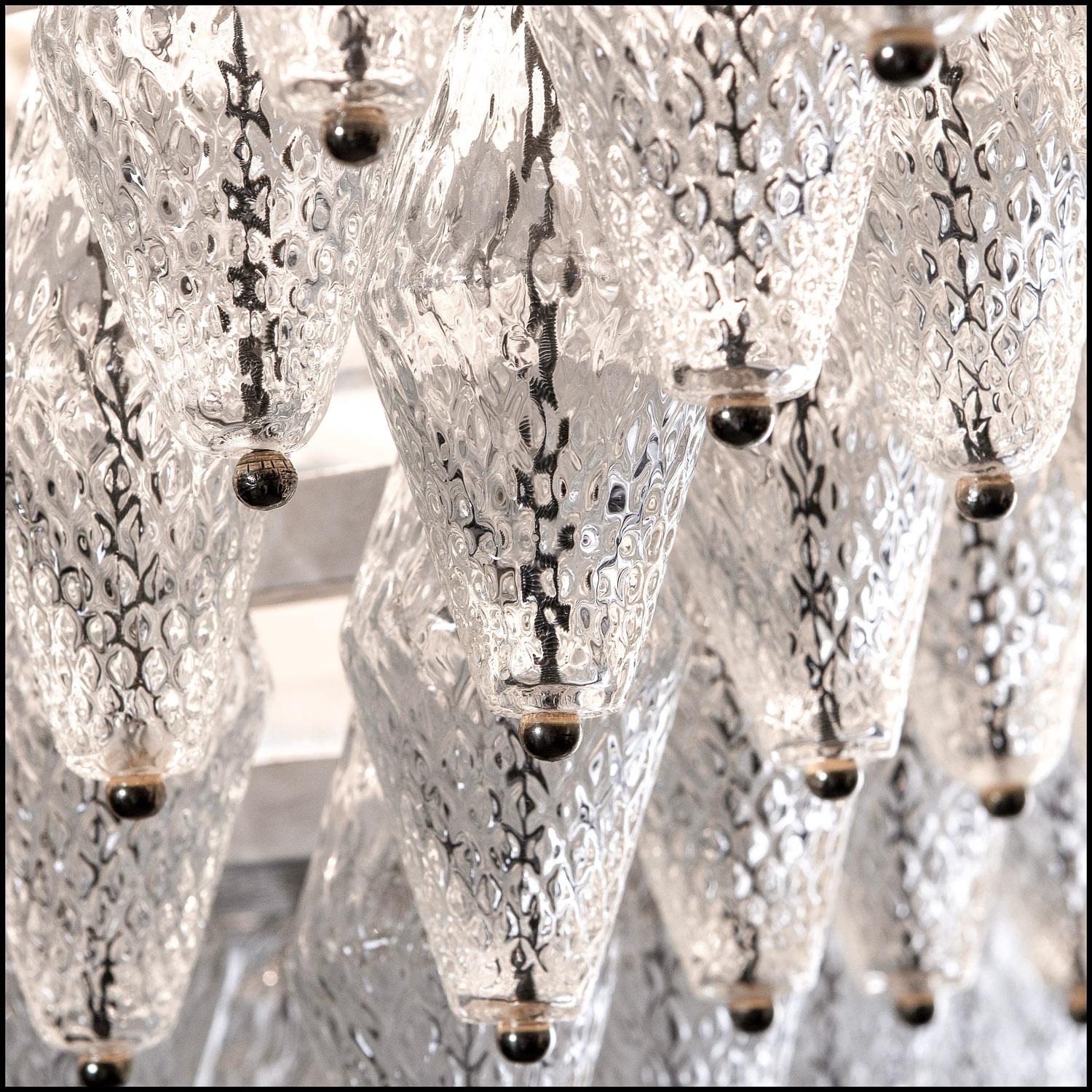 Two Very Large 1960s Glass and Steel Chandelier by Seguso Vetri D'Arte For Sale 3
