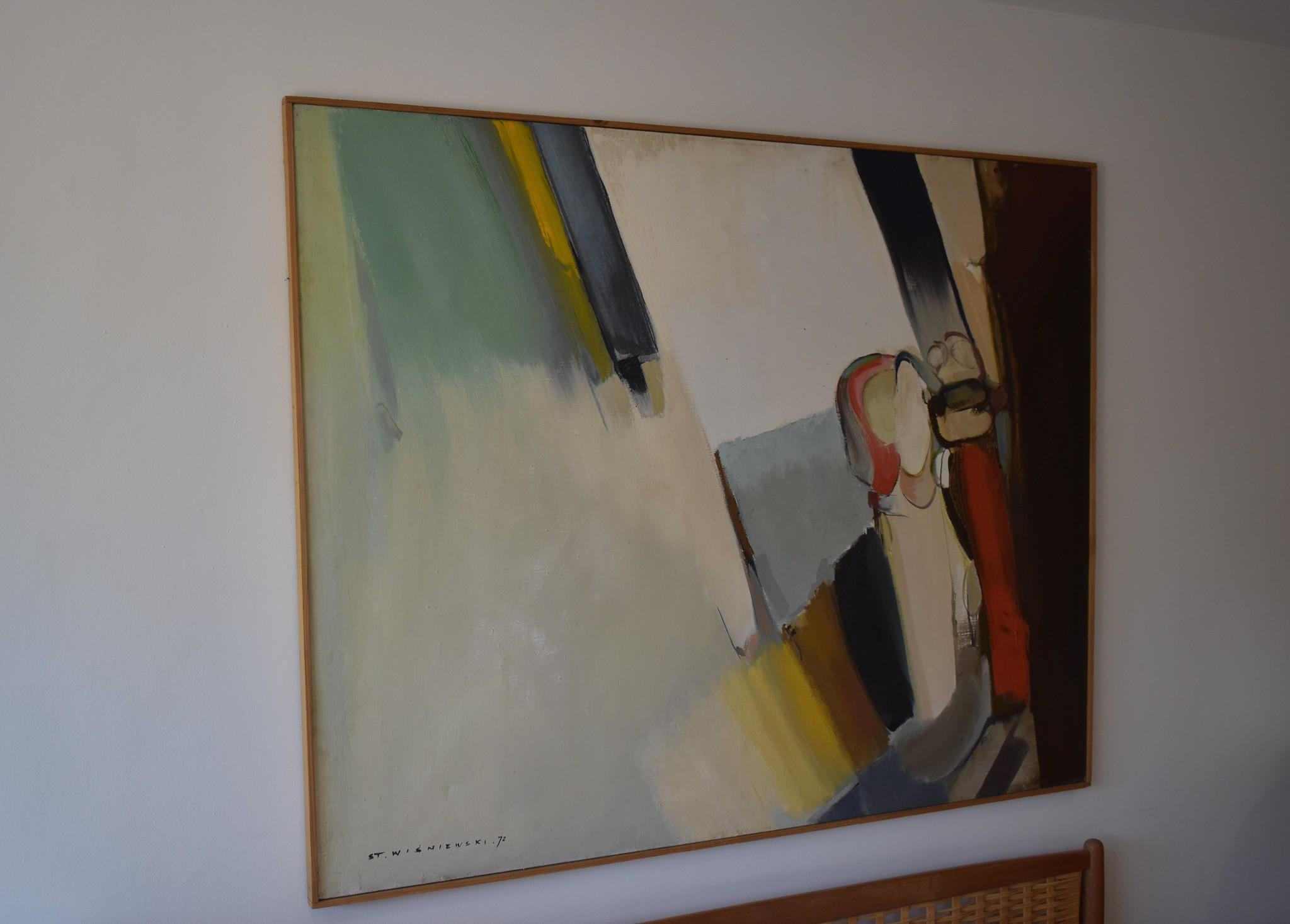 Very Large 1970s Abstract Oil on Canvass by Stanislaw Wisniewski 1