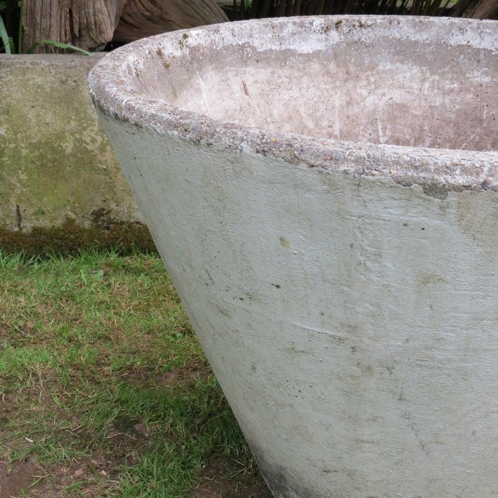 Machine-Made Very Large 1970s Conical Shaped Concrete Garden Planter