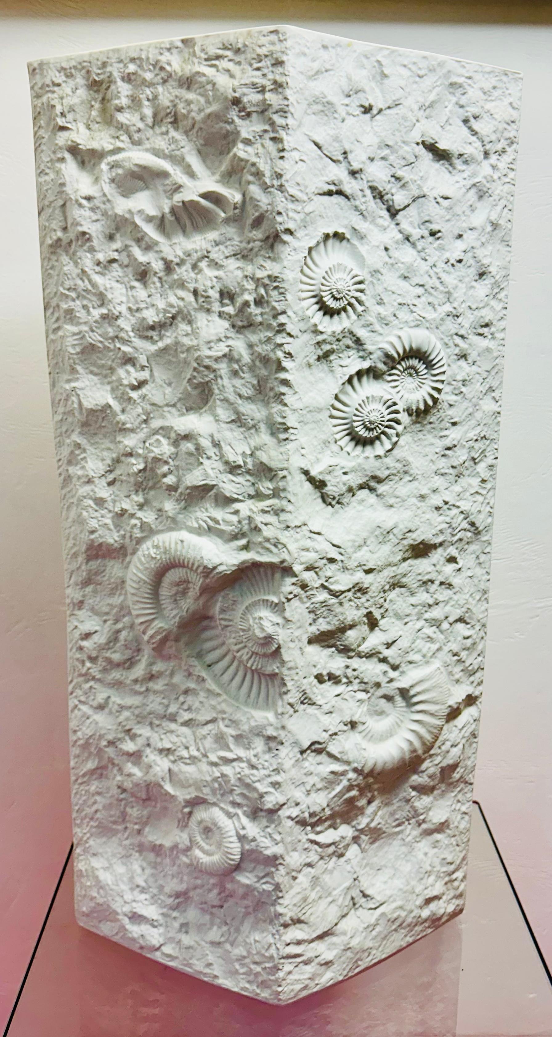 20th Century Very Large 1970s German AK Kaiser No 129 Matt-White Bisque Fossil Relief Vase For Sale