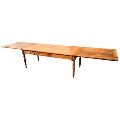Large 19th Century Antique Cherrywood Extending Farmhouse Dining Table