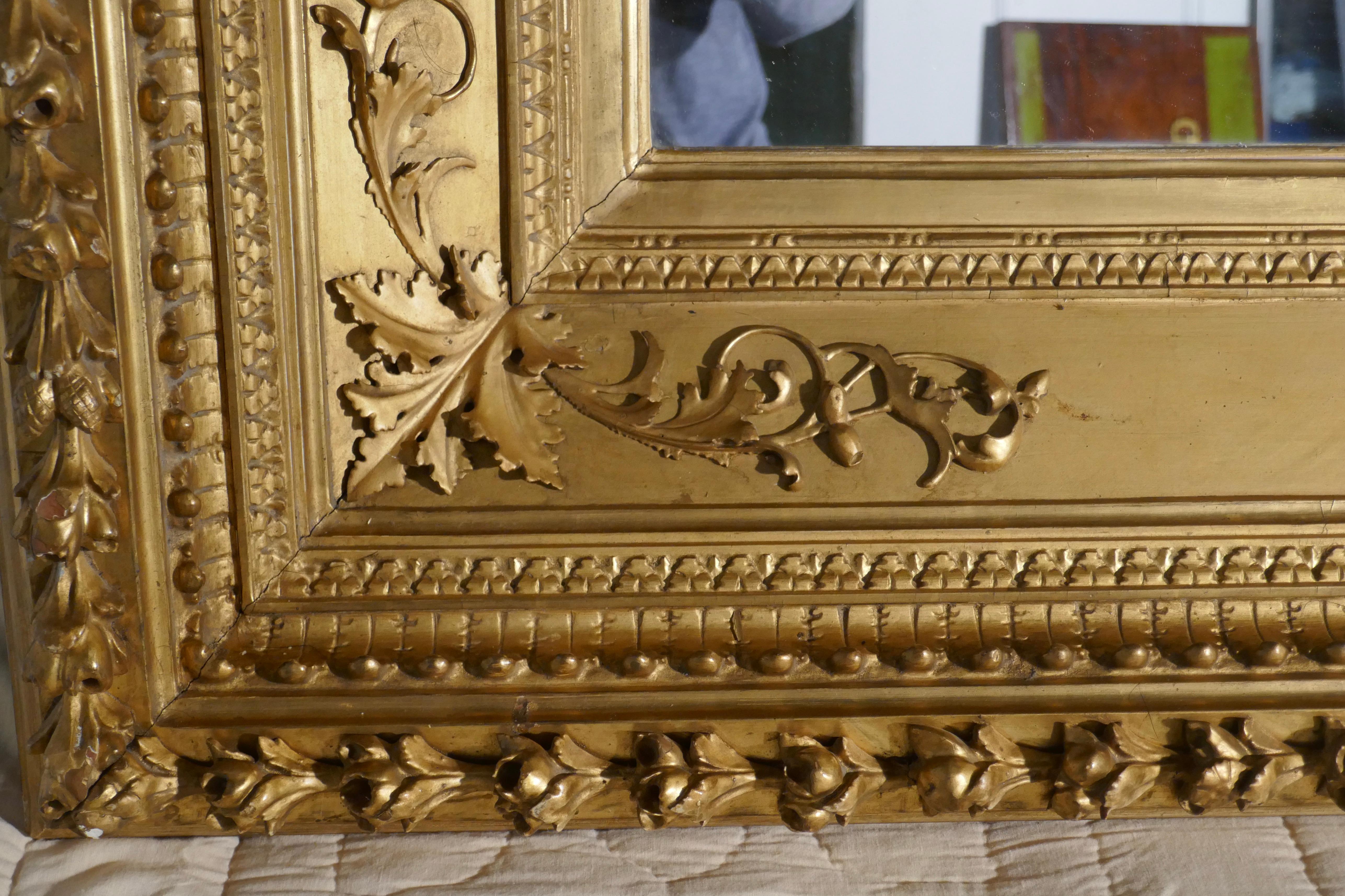 Sehr großer dreidimensionaler französischer Barock-Wandspiegel aus dem 19 (Vergoldetes Holz) im Angebot