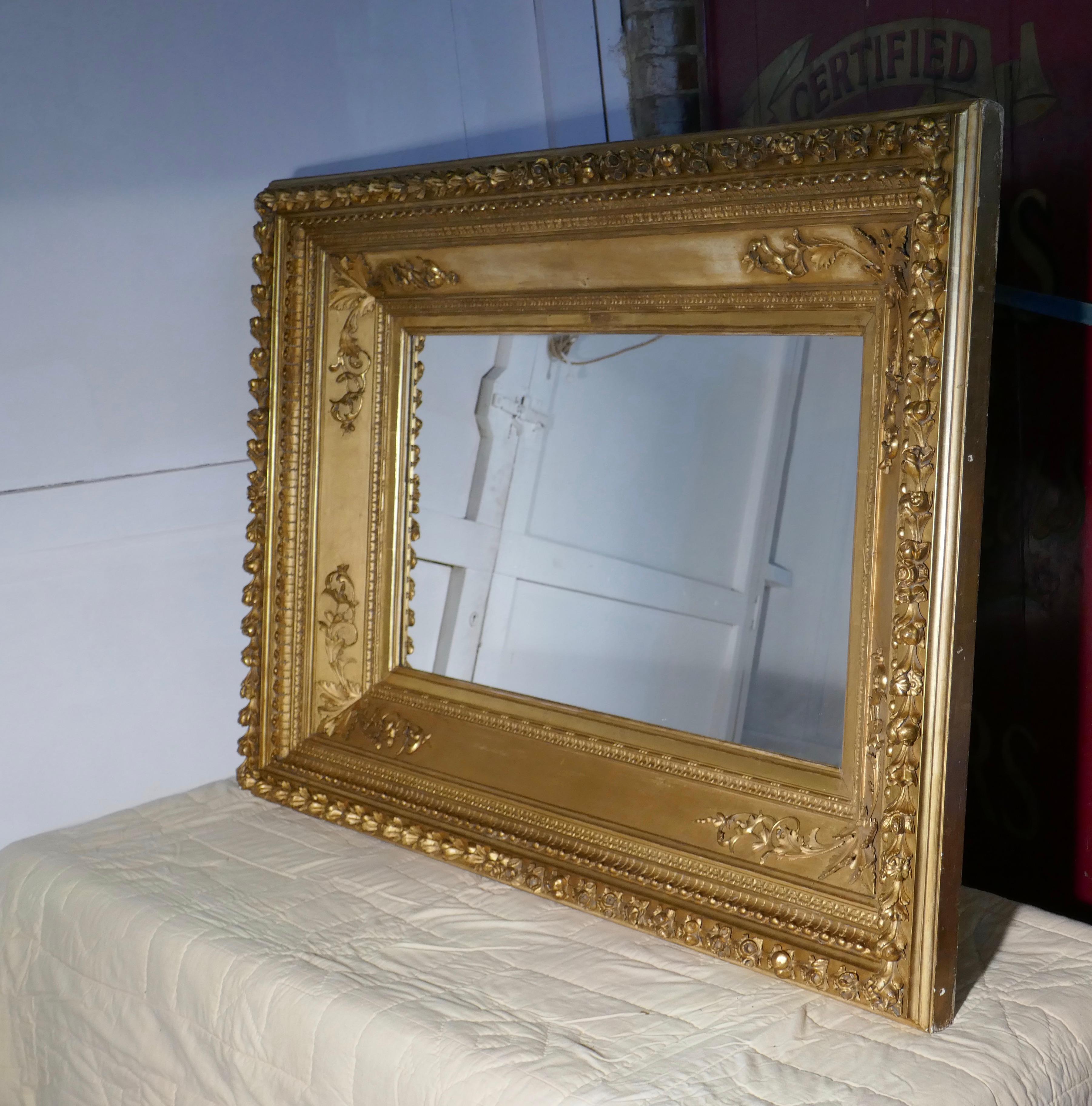 Giltwood Very Large 19th Century 3 Dimensional French Baroque Gilt Wall Mirror For Sale