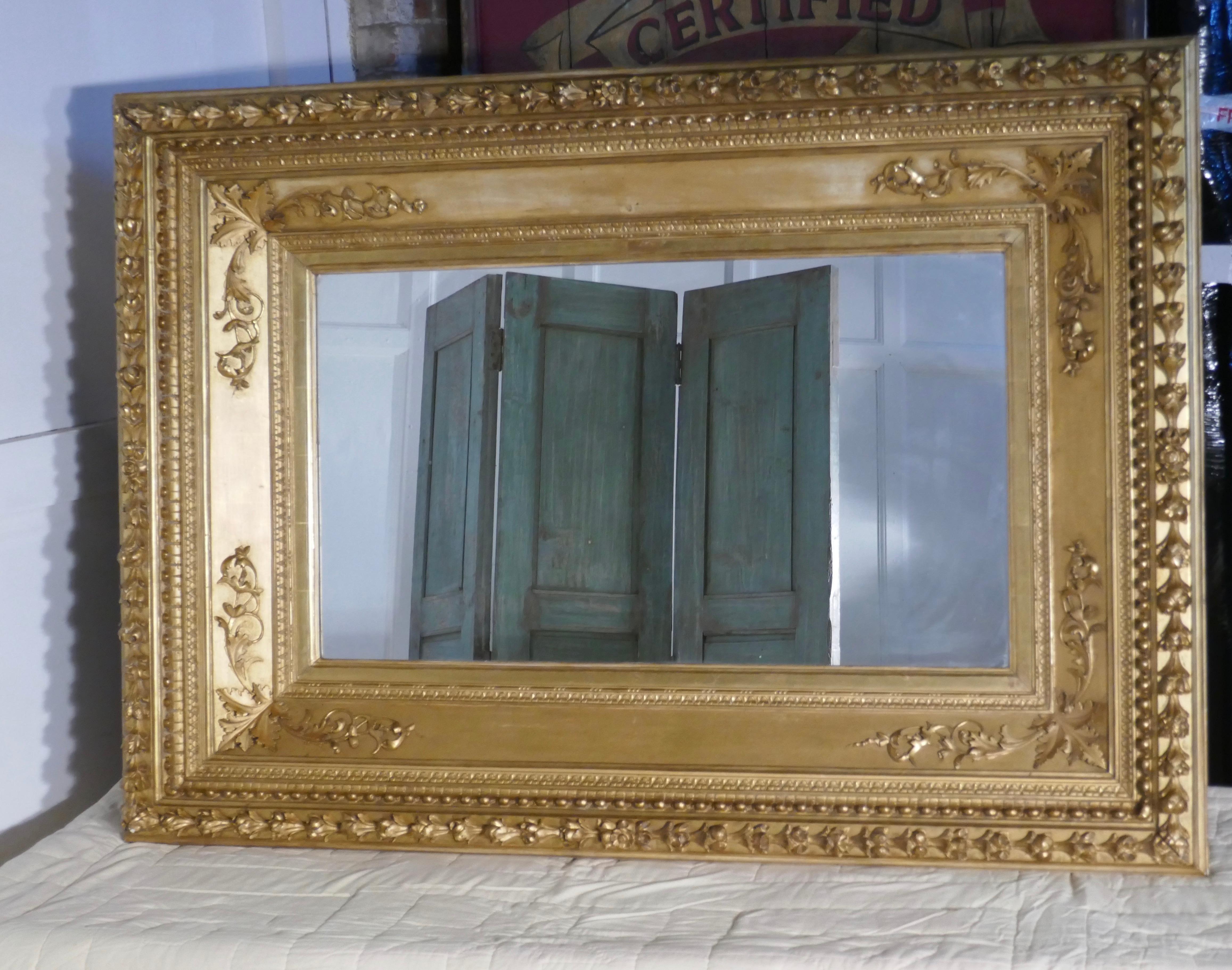 Very Large 19th Century 3 Dimensional French Baroque Gilt Wall Mirror For Sale 1
