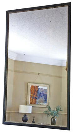 Very Large 19th Century Antique Ebonised Gilt Overmantle Wall Mirror Black Gold