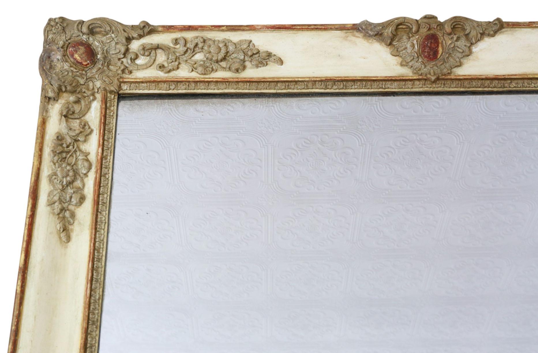 Espejo de Pared Antiguo Muy Grande del Siglo XIX - Marco Pintado Vintage en Bueno estado para la venta en Wisbech, Cambridgeshire