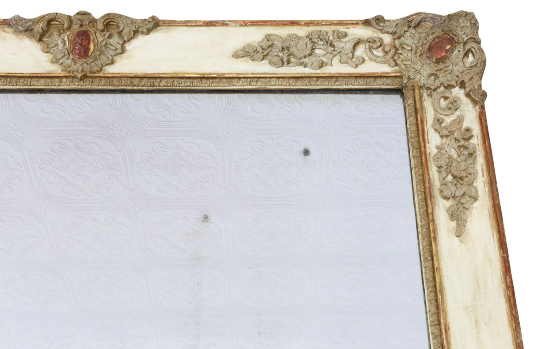 Espejo de Pared Antiguo Muy Grande del Siglo XIX - Marco Pintado Vintage siglo XIX en venta