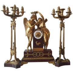Très grande garniture d'horloge du XIXe siècle