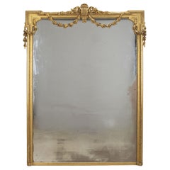 Very Large 19th Century French Gilt Overmantle Mirror