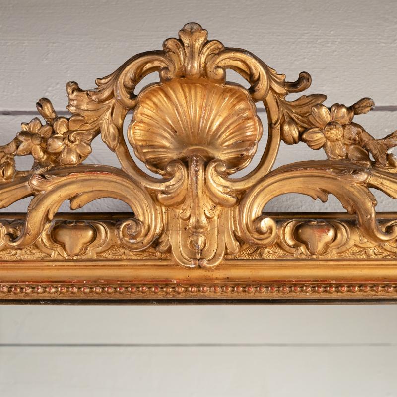 Doré Très grand miroir français du XIXe siècle H. 178 cm - L. 110 cm en vente