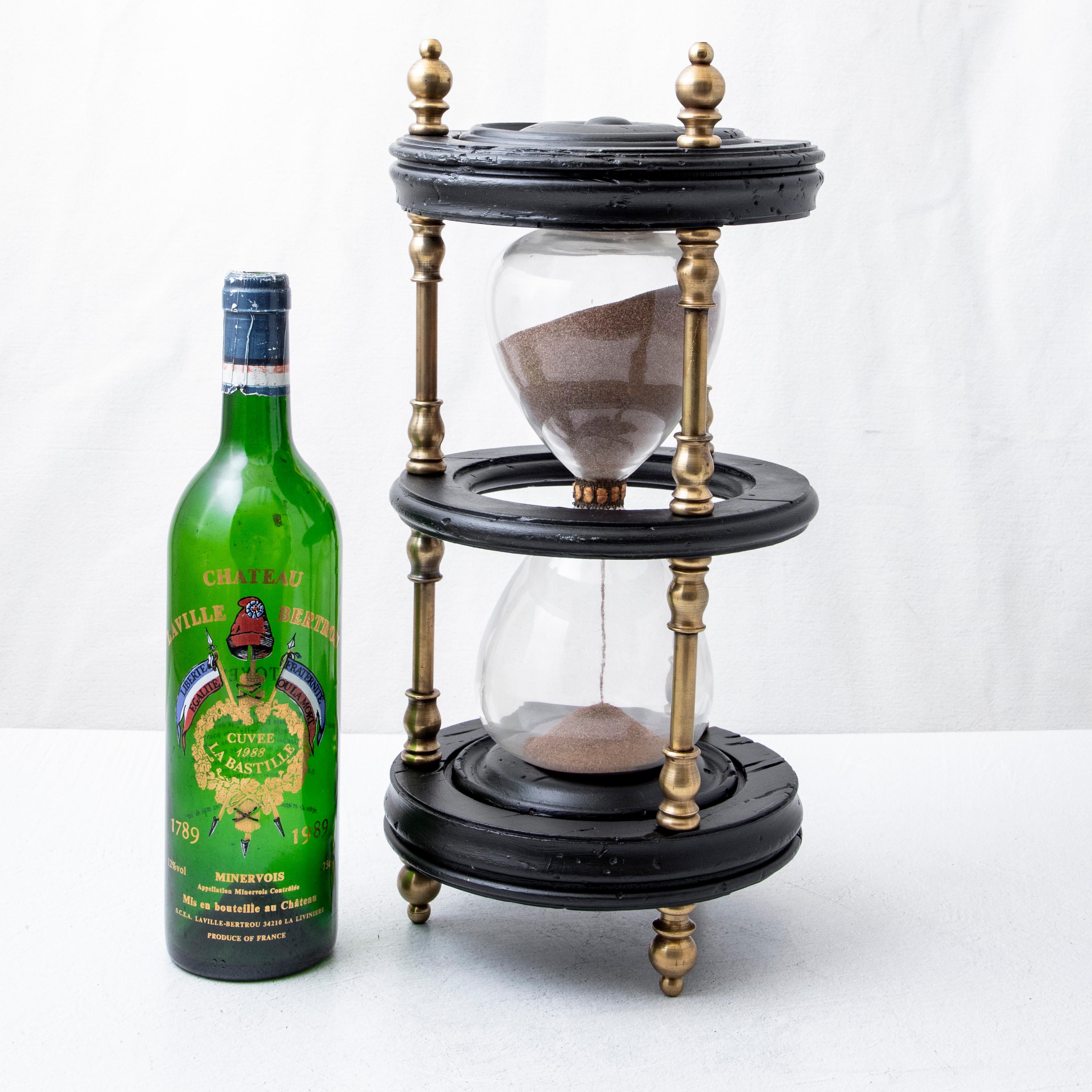 Very Large 19th Century French Napoleon III Period Ebony and Bronze Hourglass For Sale 7
