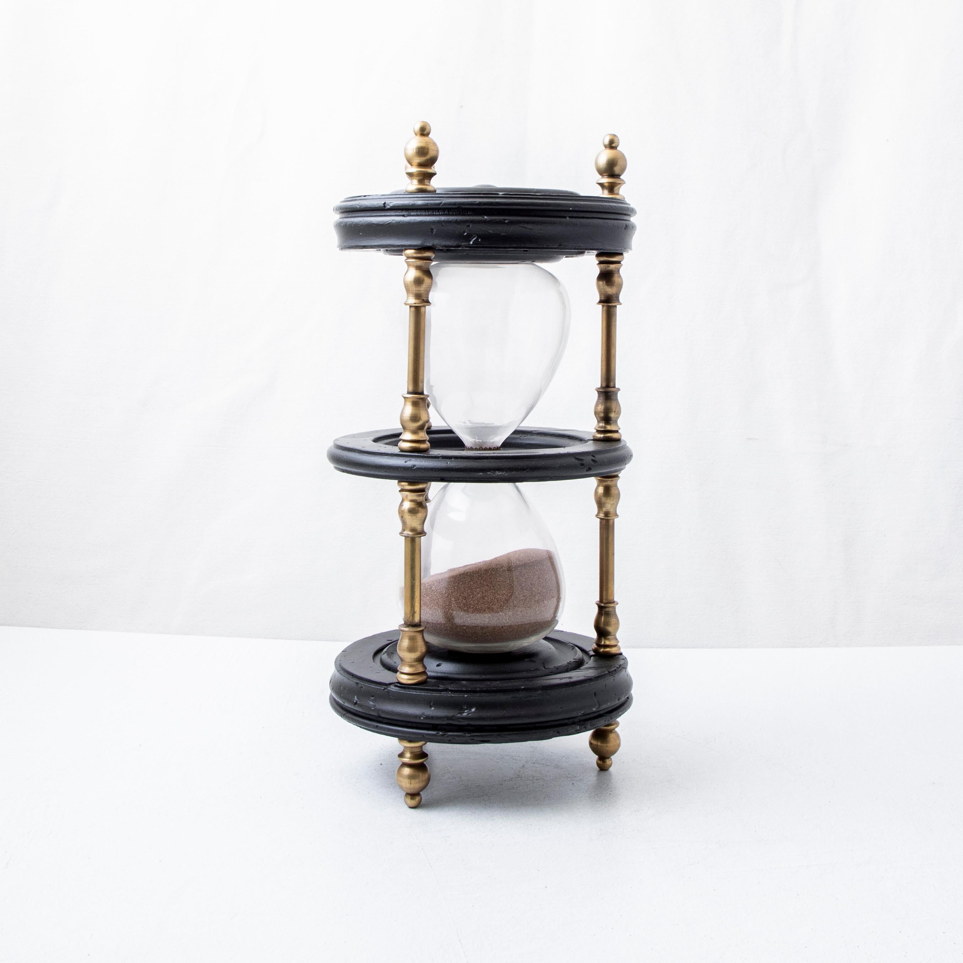 Ebonized Very Large 19th Century French Napoleon III Period Ebony and Bronze Hourglass For Sale