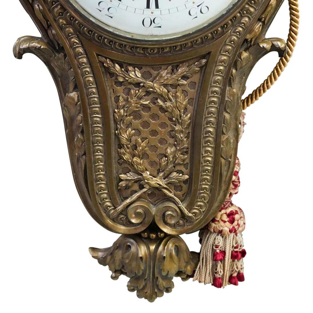 Very Large 19th Century French Ormolu Bronze Wall Clock and Barometer 1
