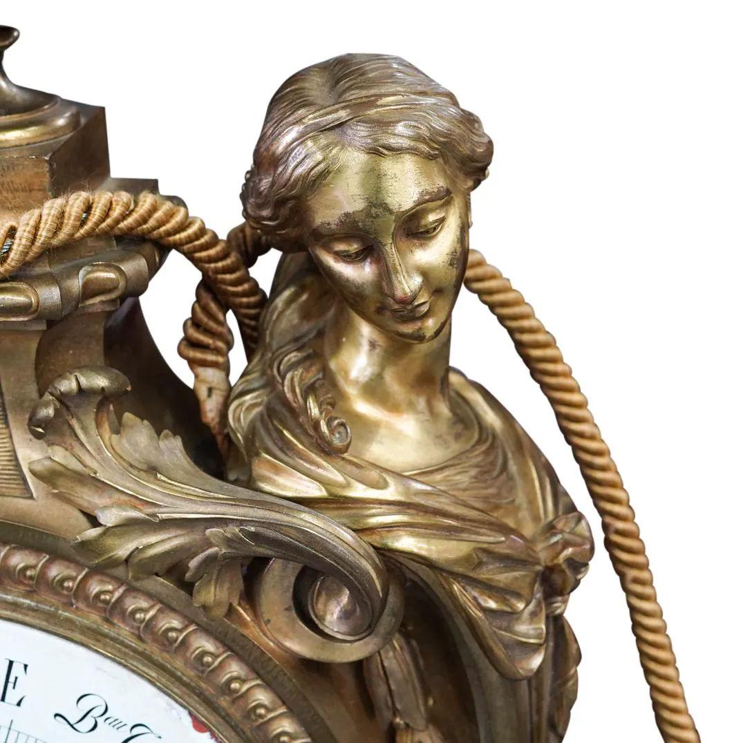 Very Large 19th Century French Ormolu Bronze Wall Clock and Barometer 2