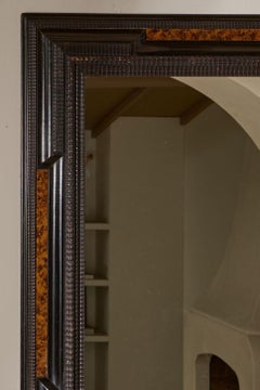 Très grand miroir italien du 19ème siècle en ébénisterie et fausse écaille de tortue - No3