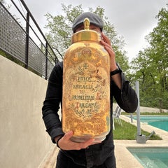 Very Large 19th Century Murano Glass Gold Italian Apothecary Jar 24 Inches