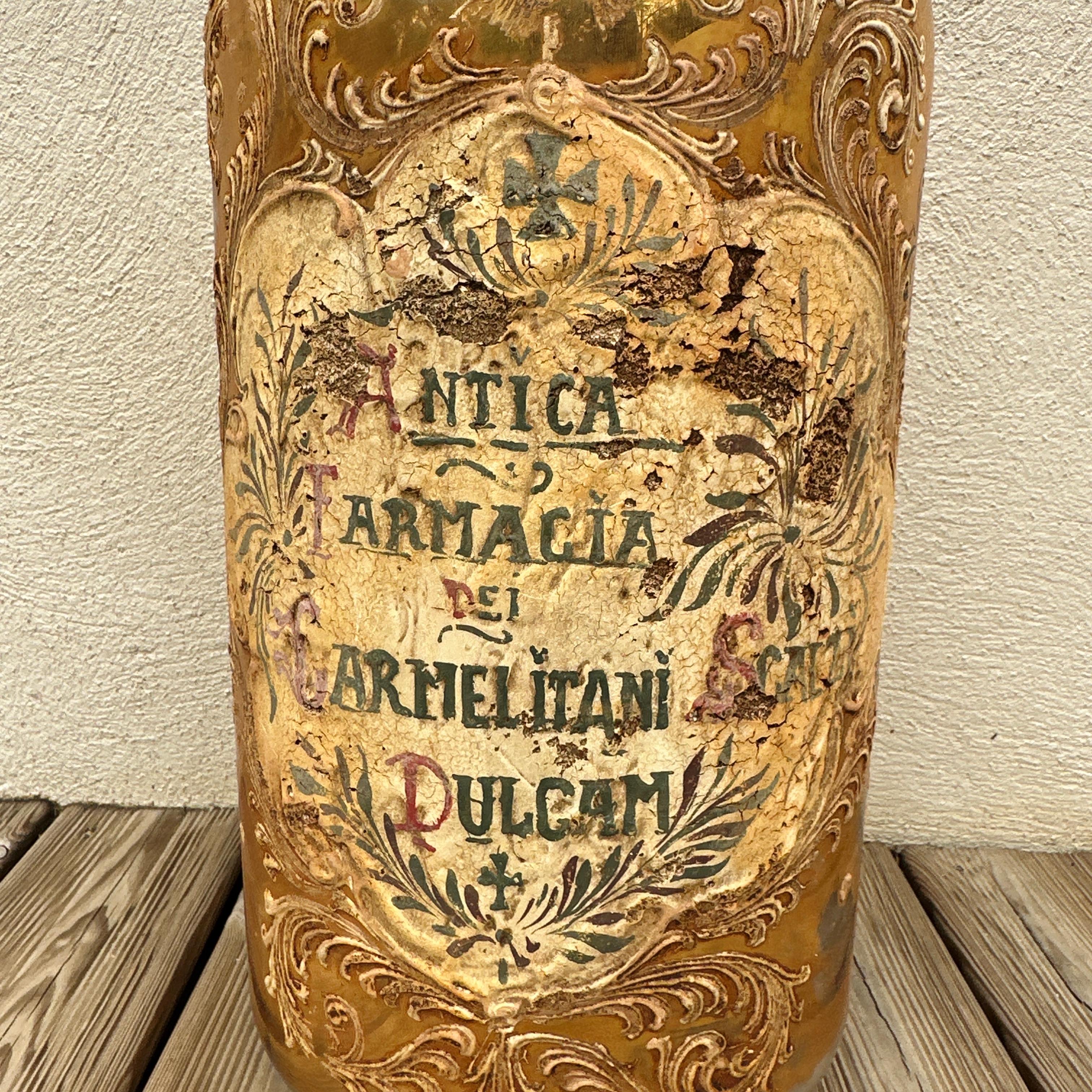 Very Large 19th Century Murano Glass Gold Italian Apothecary Jar 24 Inches 3