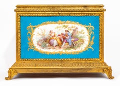 Very Large 19th Century Ormolu Mounted Sèvres Celeste Blue Ground Porcelain Box