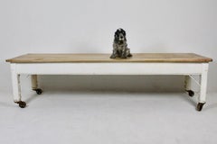 Very Large 19th Century Painted Pine and Sycamore Bakers Table