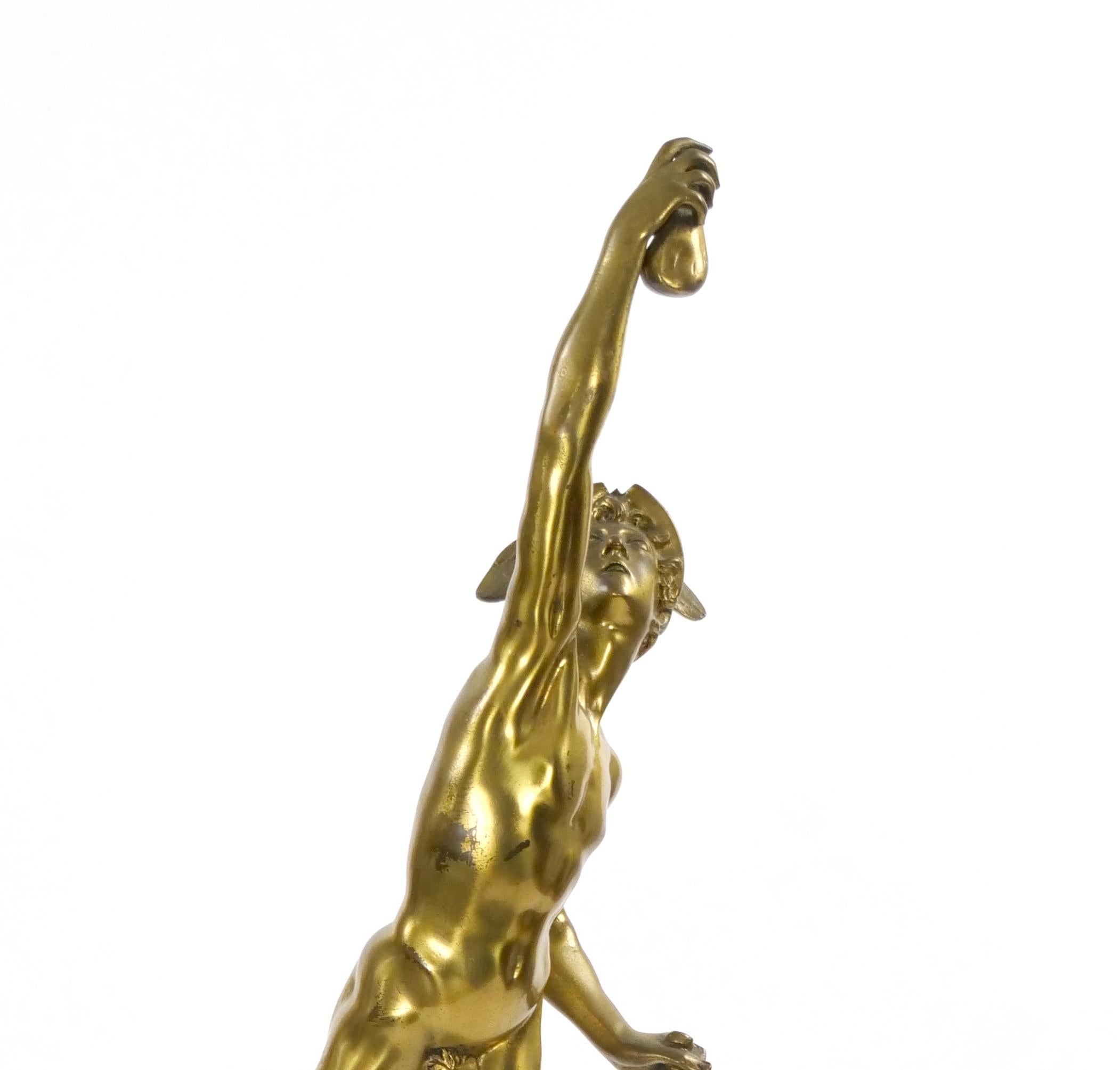 Dorato Figura di Mercurio in bronzo dorato patinato molto grande del XIX secolo in vendita