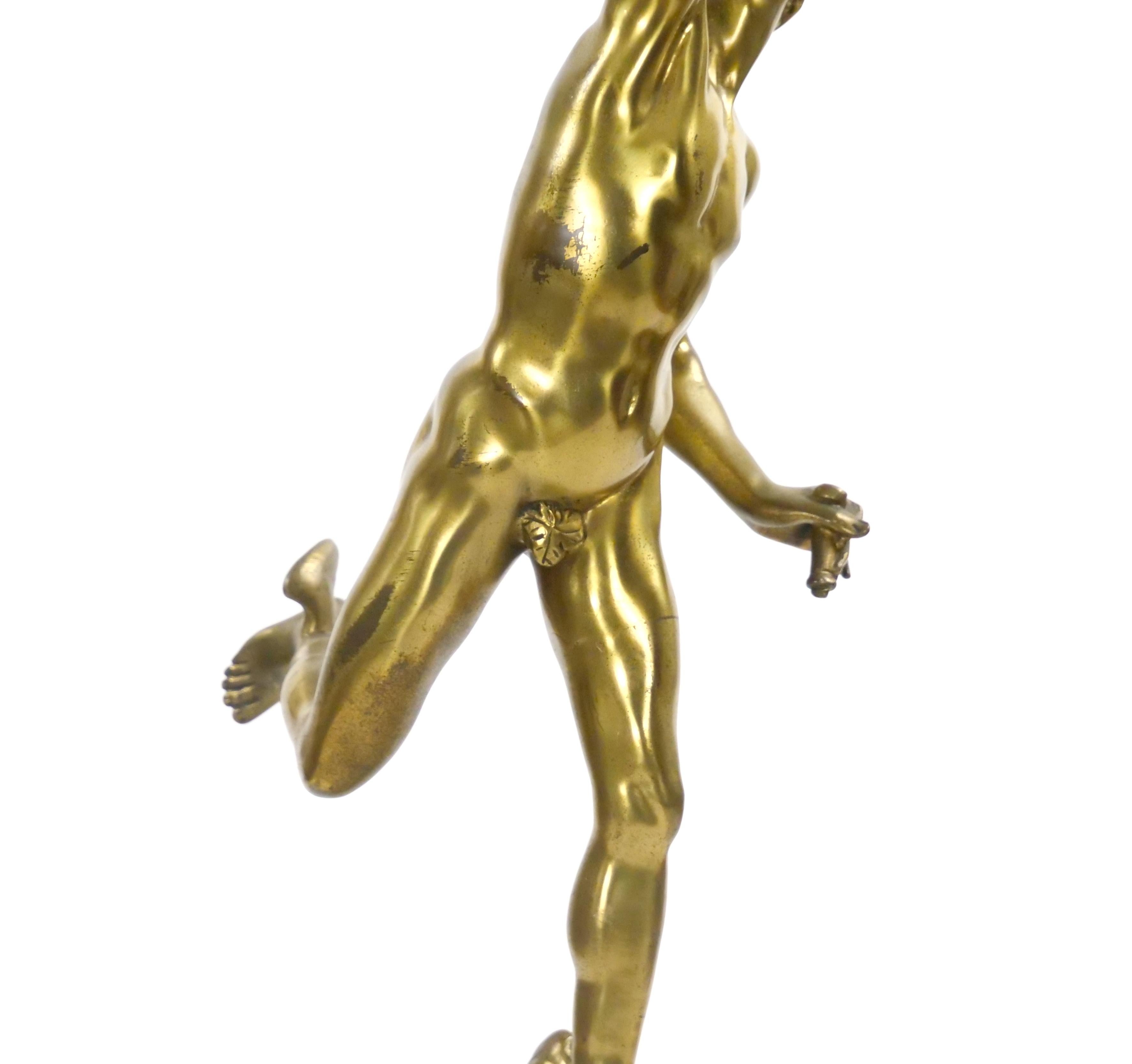 Figura di Mercurio in bronzo dorato patinato molto grande del XIX secolo In condizioni buone in vendita a Tarry Town, NY