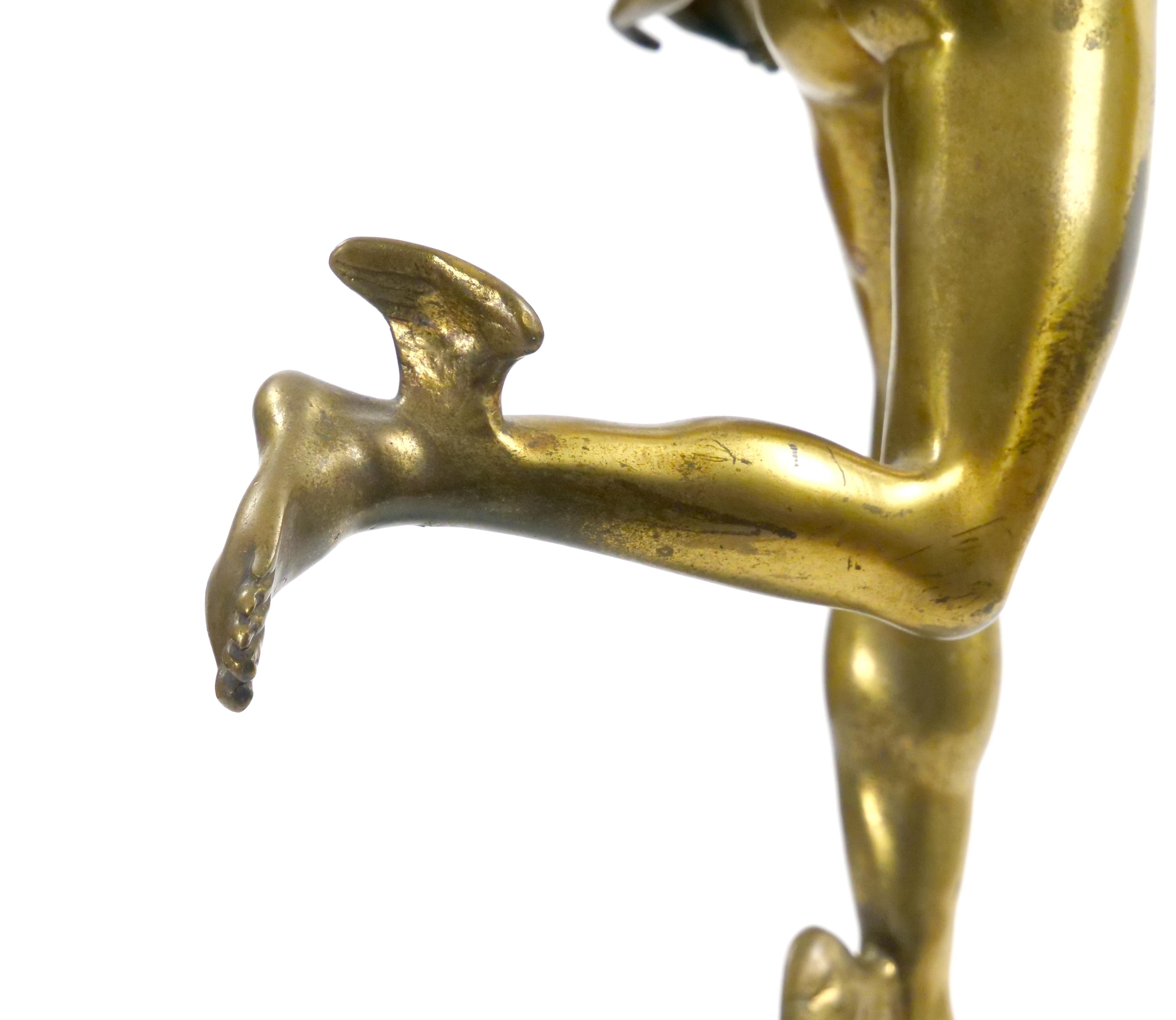 Bronzo Figura di Mercurio in bronzo dorato patinato molto grande del XIX secolo in vendita