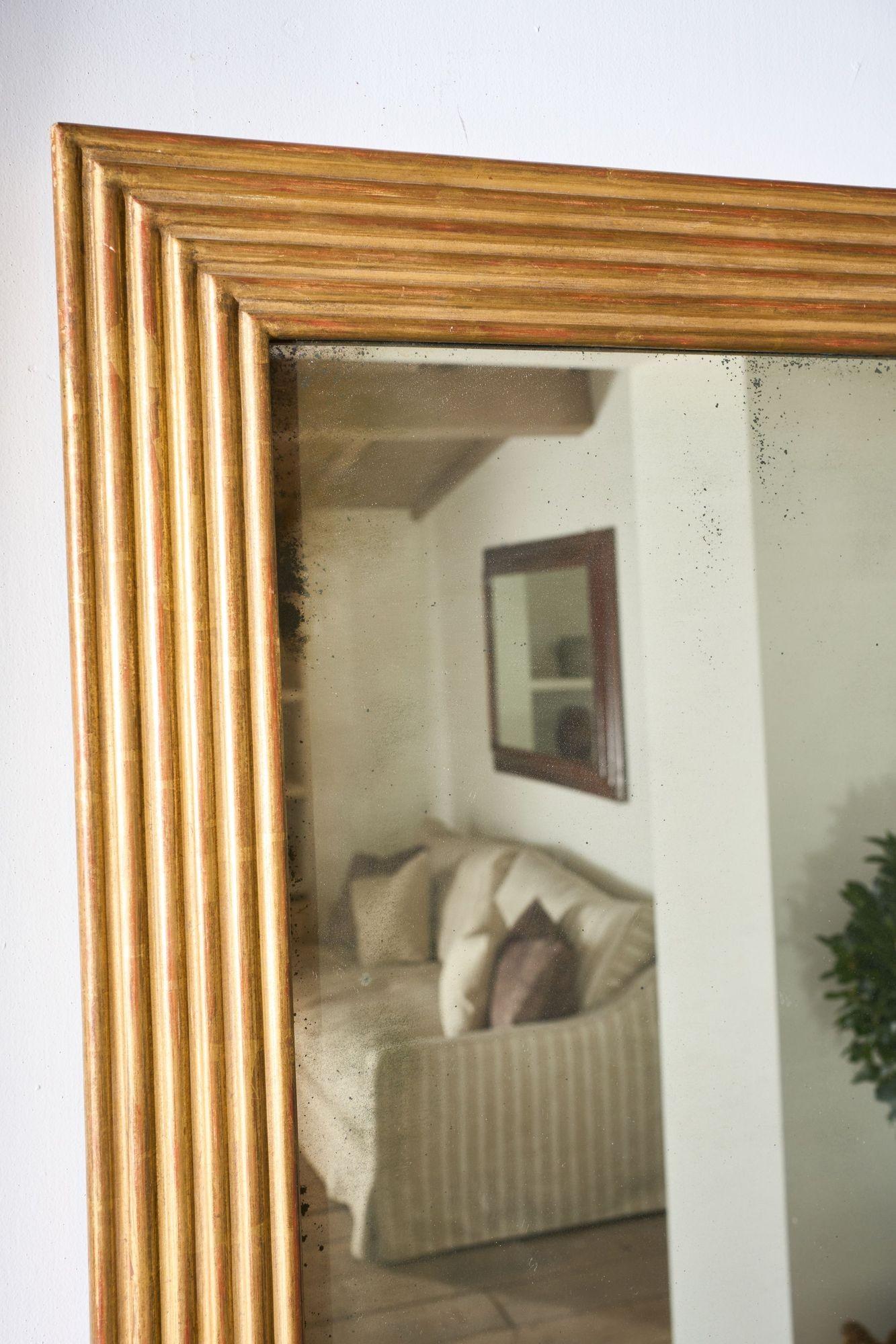 Très grand miroir à trumeau du XIXe siècle, de forme carrée et cannelée en vente 2