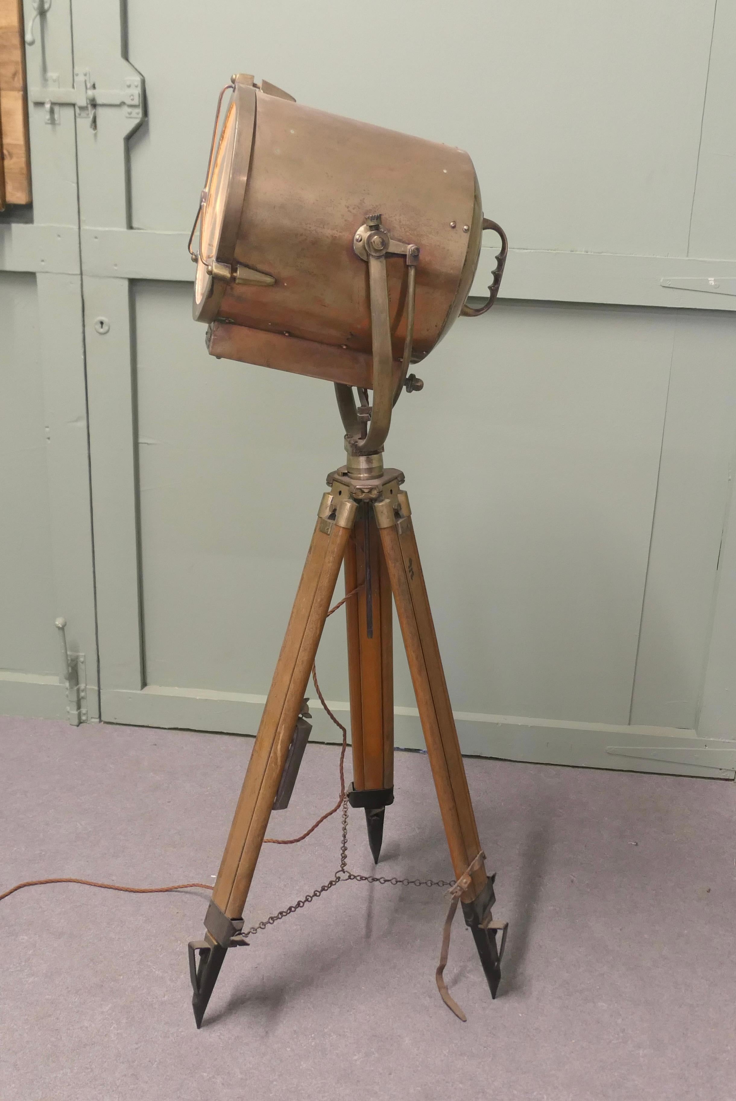 Late 19th Century Very Large 19th Century Vintage Nautical Search Light or Spot Light by G Vieira For Sale