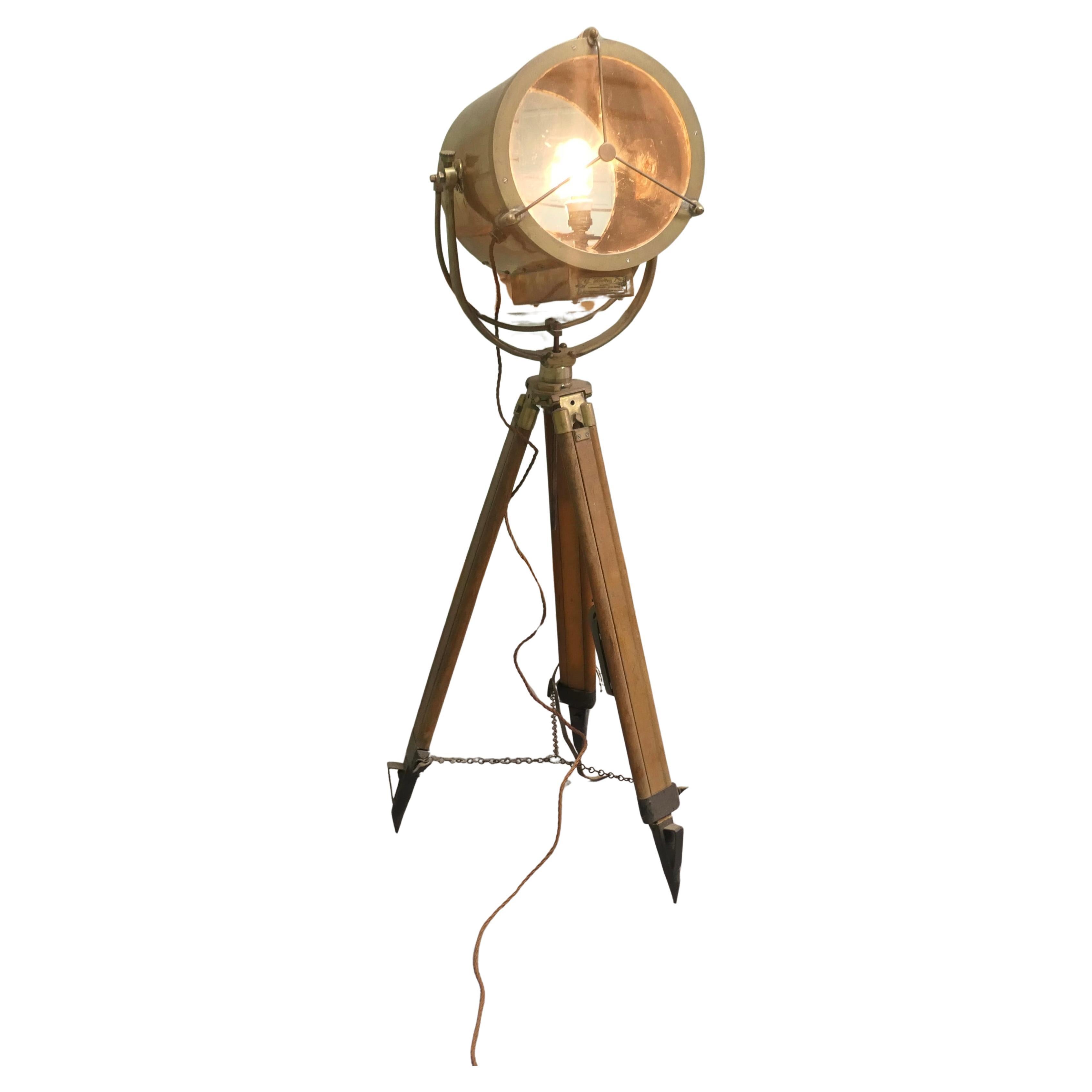 Very Large 19th Century Vintage Nautical Search Light or Spot Light by G Vieira For Sale