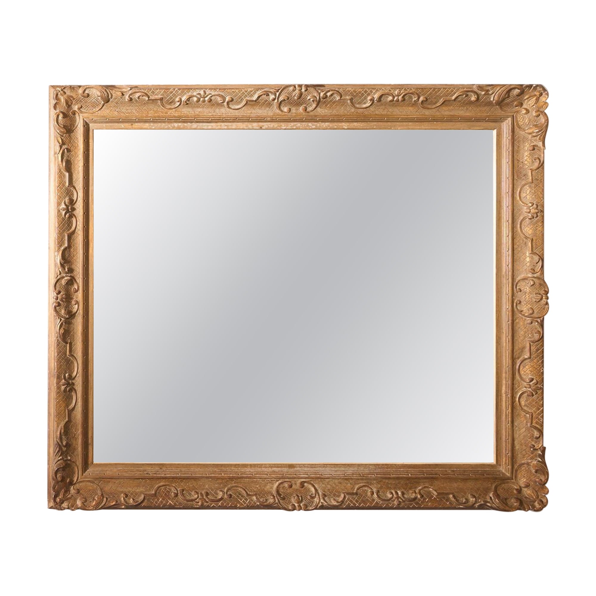 Very large 19th century Worn gilt mirror