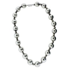 Muy grande 20 mm. Bola de Plata de Ley Collar Vintage Mexicano