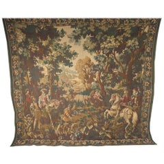 Very Large 20th Century Tapestry Wall Hanging 18th Century Hunting Scene