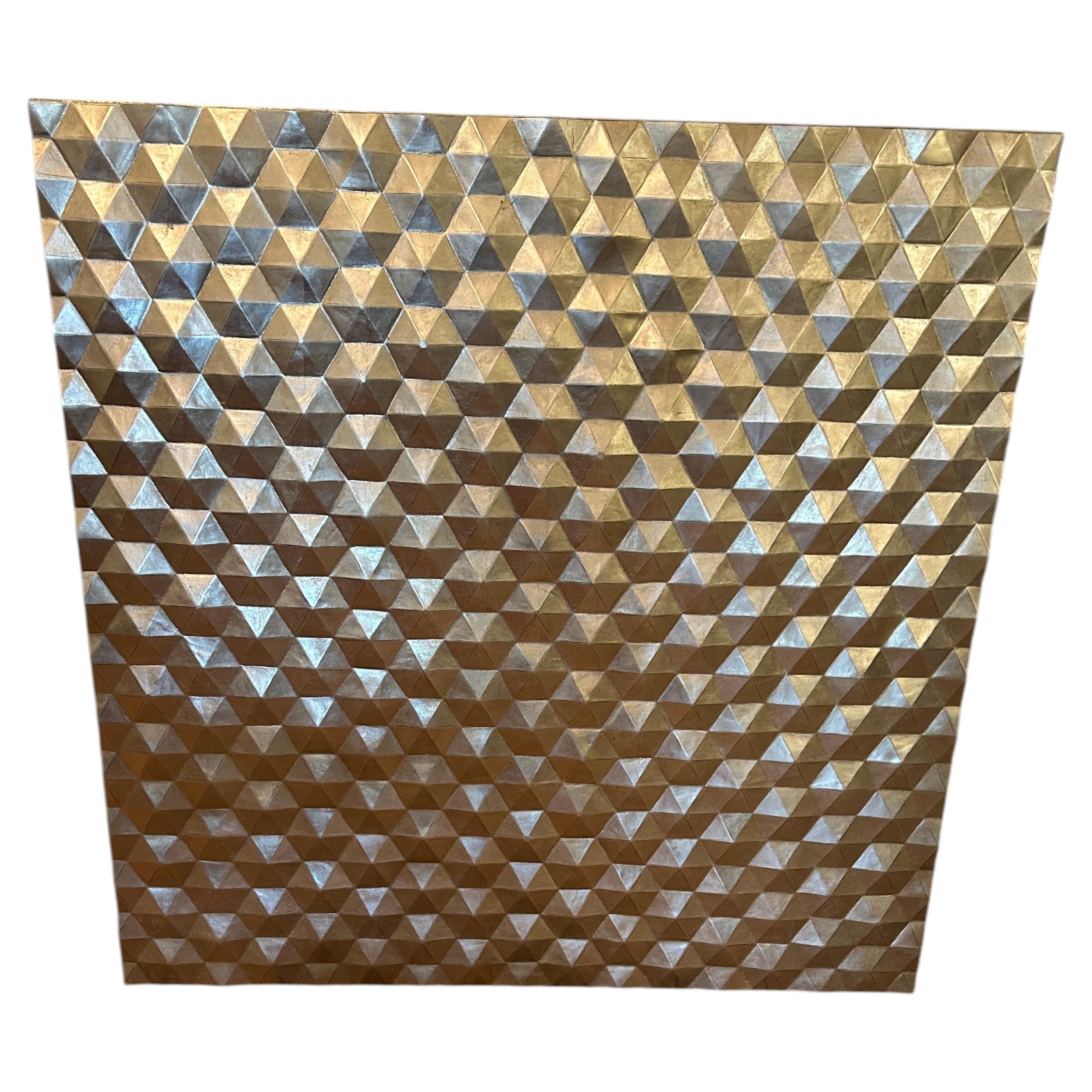 Very Large 3 Dimensional Geometric Silverleaf Wall Sculpture For Sale