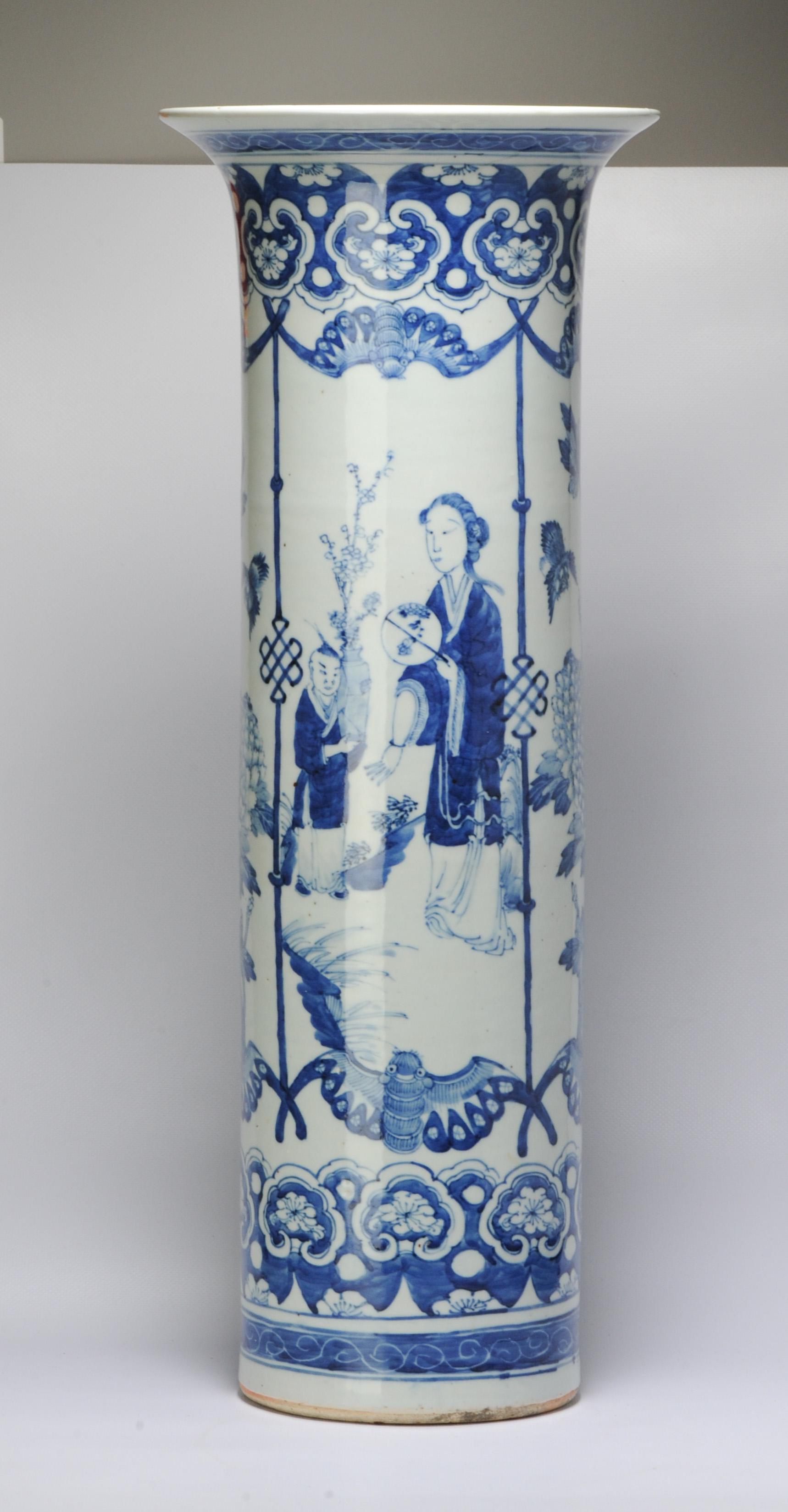 Very Large Antique Vase Chinese Porcelain 19th Century Kangxi Revival 6
