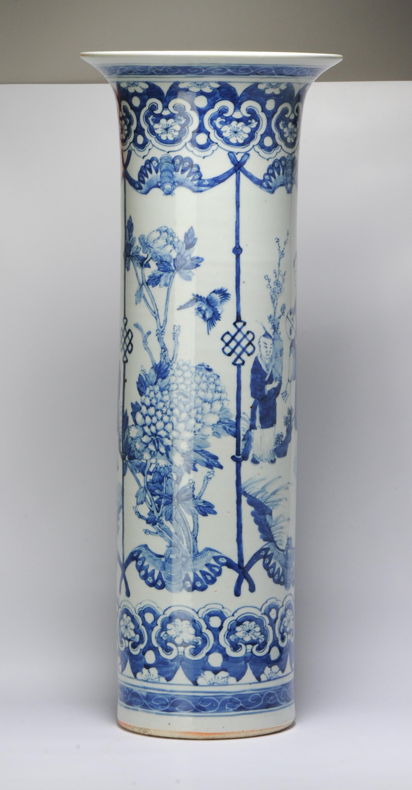 Very Large Antique Vase Chinese Porcelain 19th Century Kangxi Revival 7