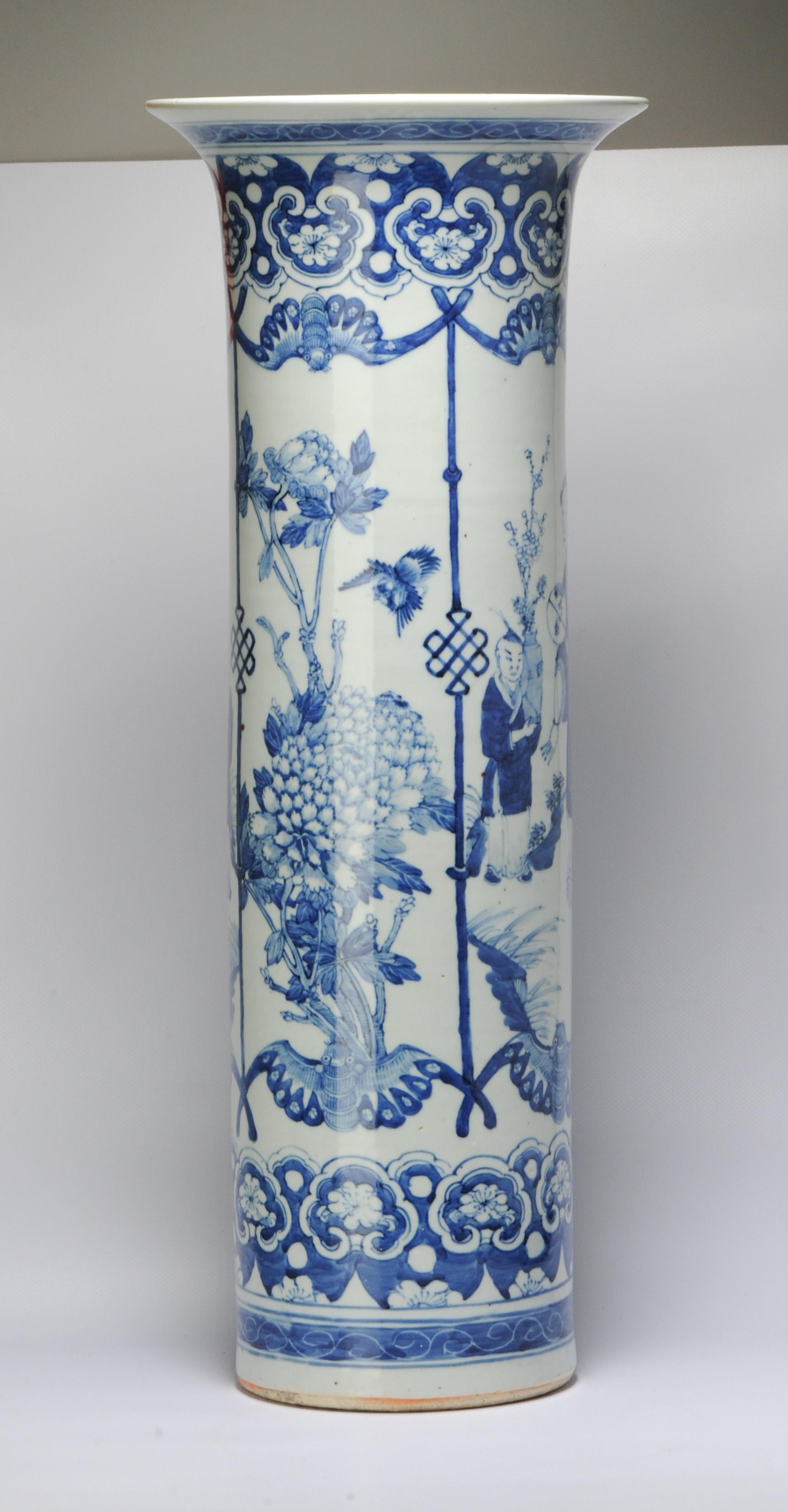Very Large Antique Vase Chinese Porcelain 19th Century Kangxi Revival 8