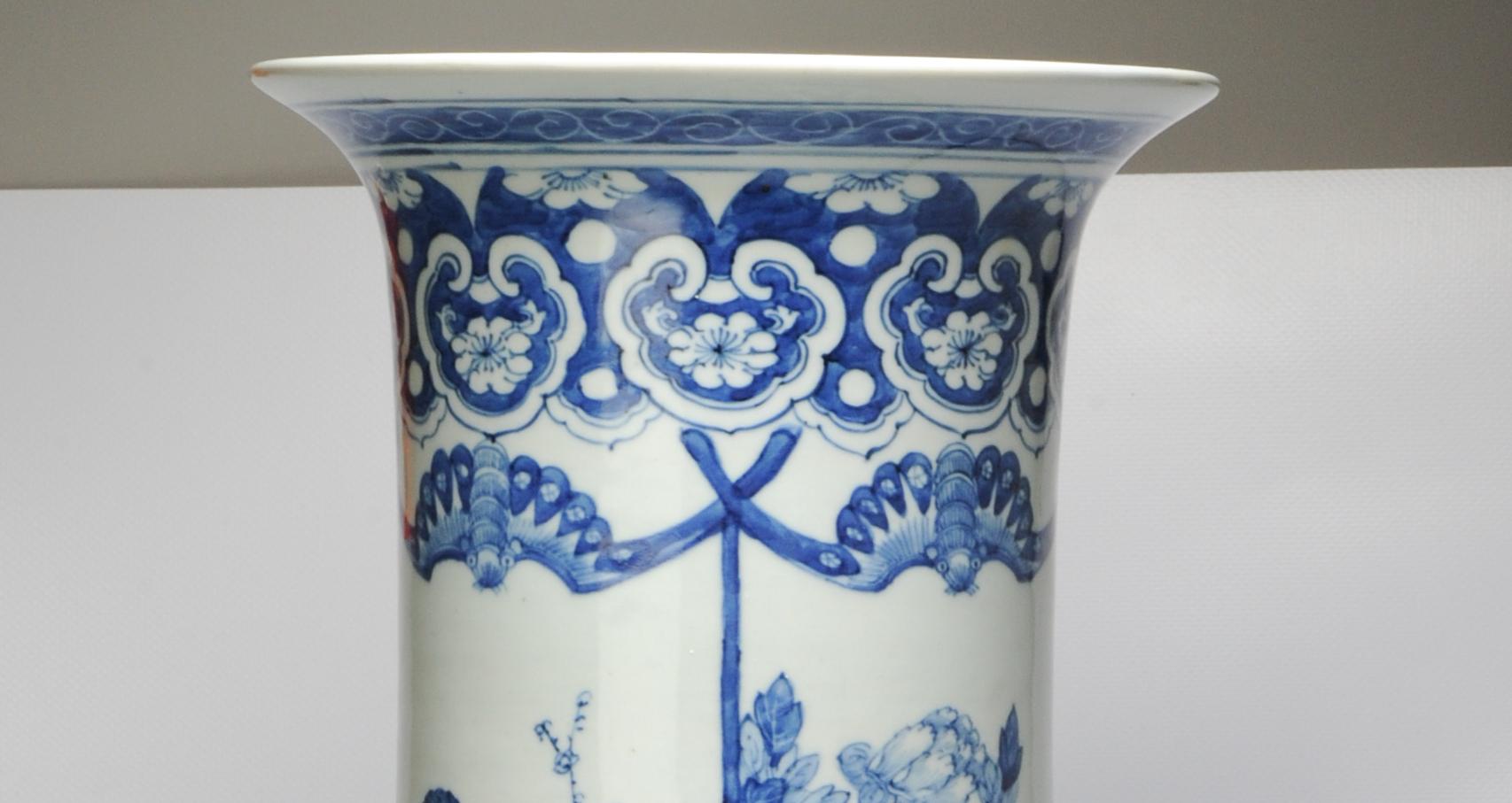 Very Large Antique Vase Chinese Porcelain 19th Century Kangxi Revival 9