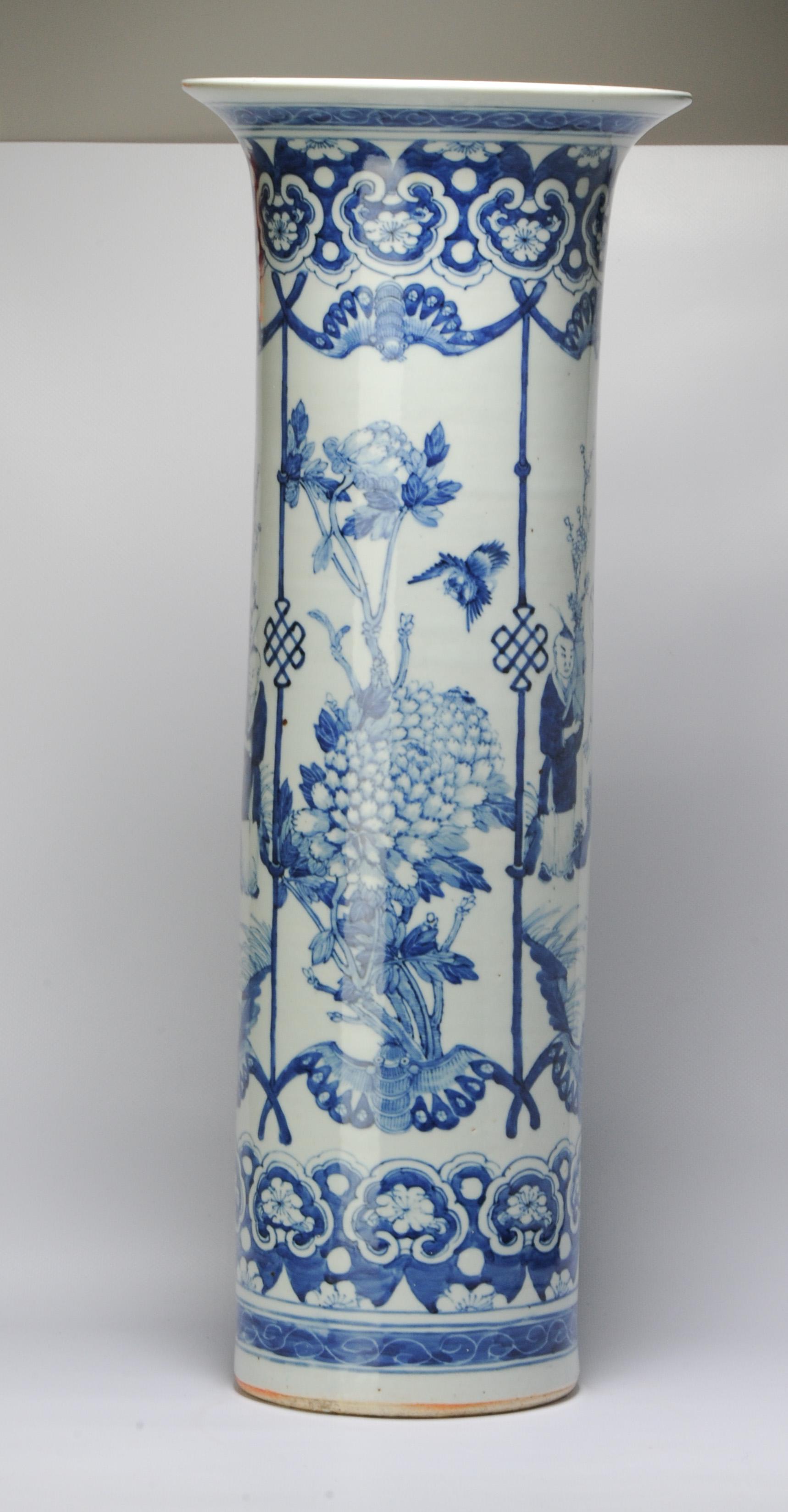 Very Large Antique Vase Chinese Porcelain 19th Century Kangxi Revival 11