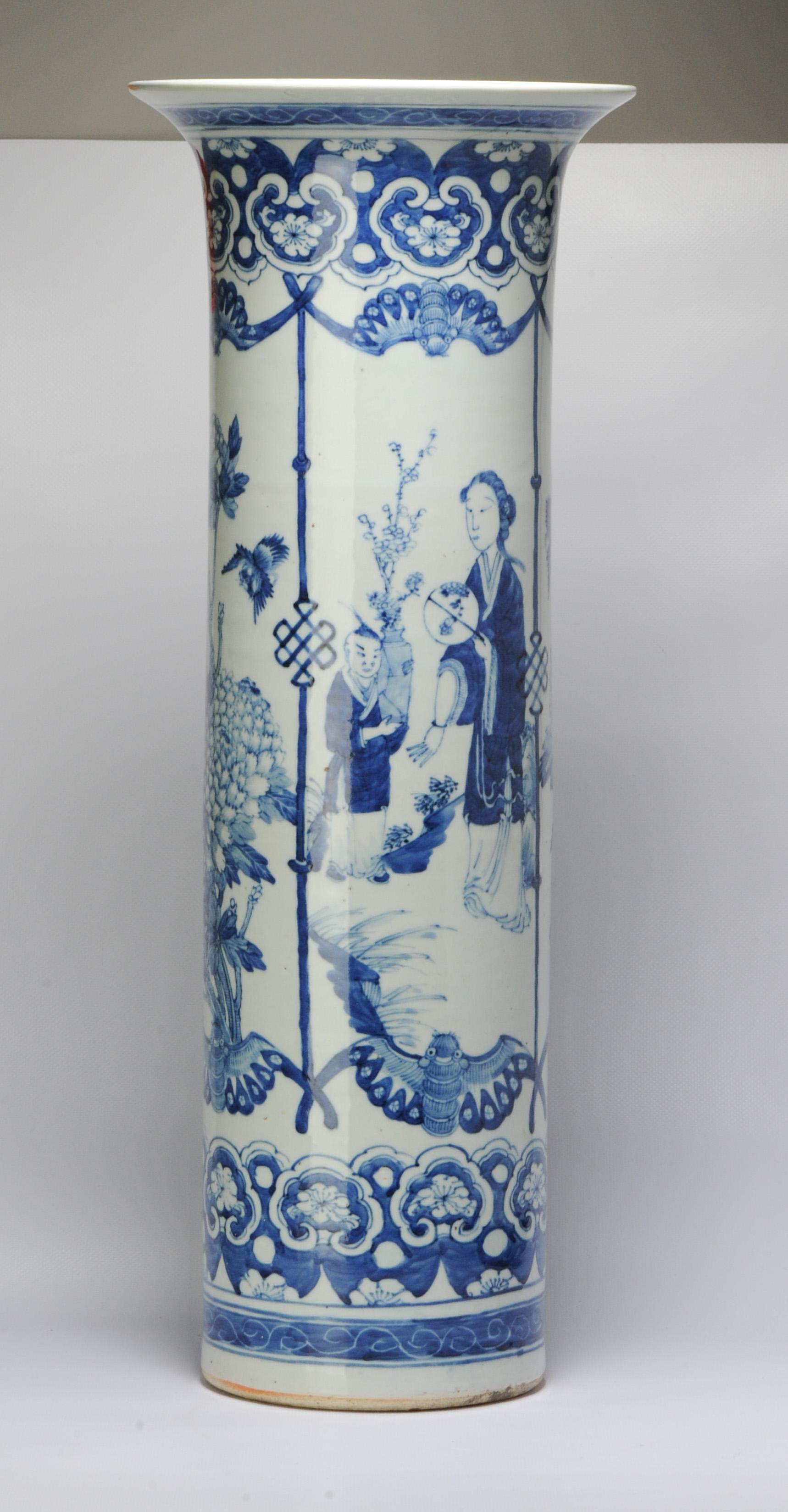 Very Large Antique Vase Chinese Porcelain 19th Century Kangxi Revival 12