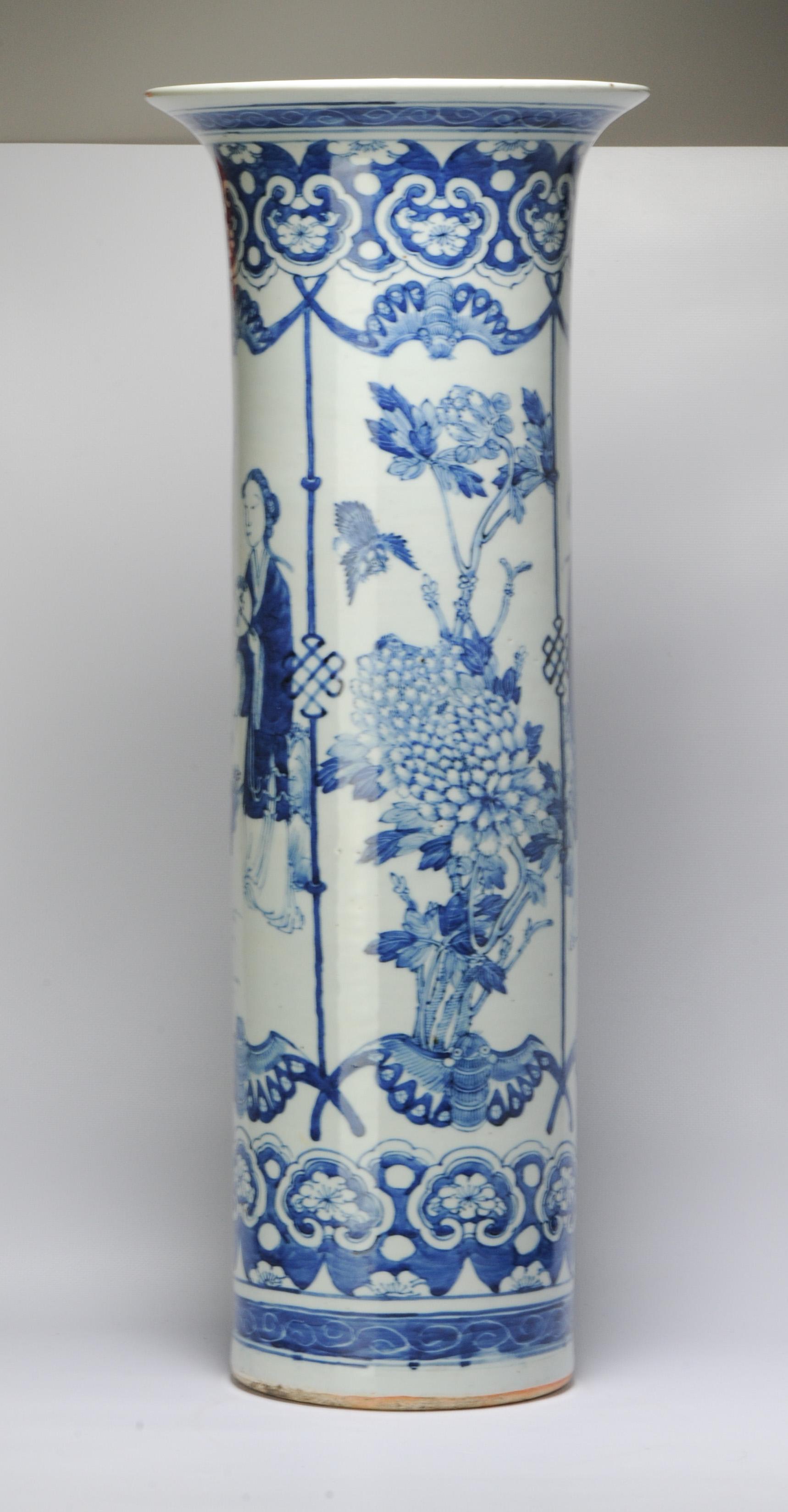 Very Large Antique Vase Chinese Porcelain 19th Century Kangxi Revival 13