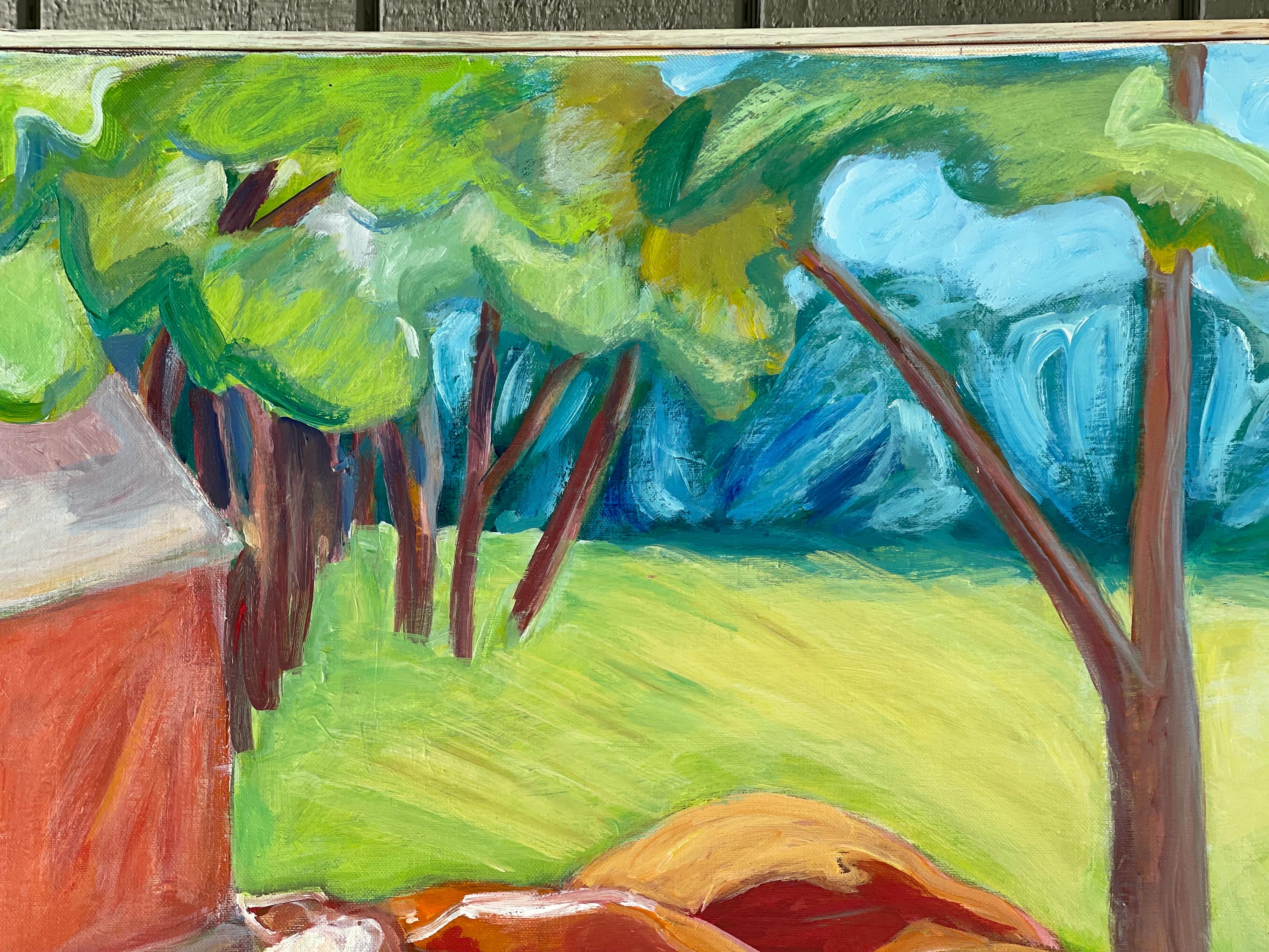 Très grande peinture expressionniste abstraite de vache en vente 6