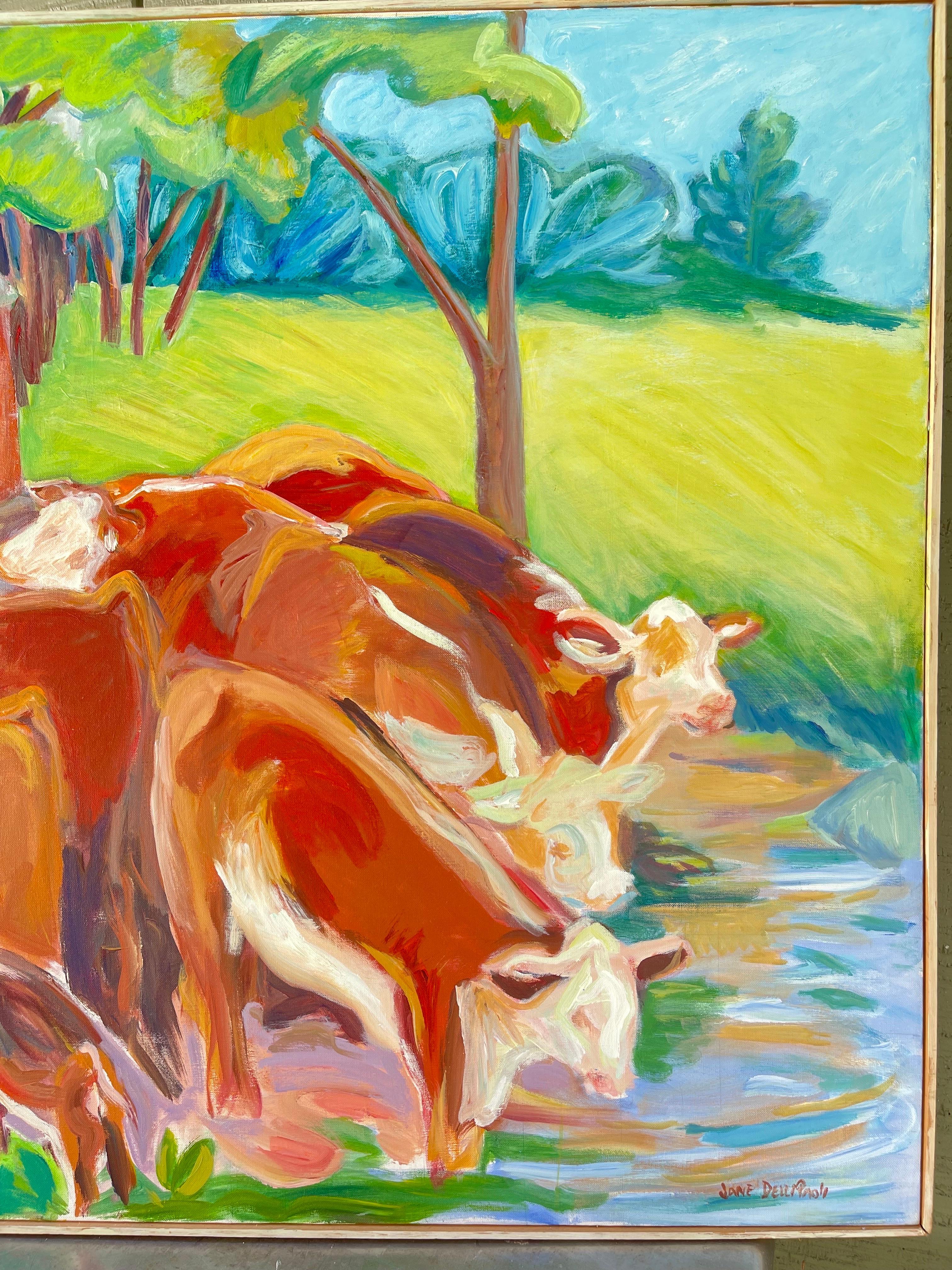 Très grande peinture expressionniste abstraite de vache en vente 2