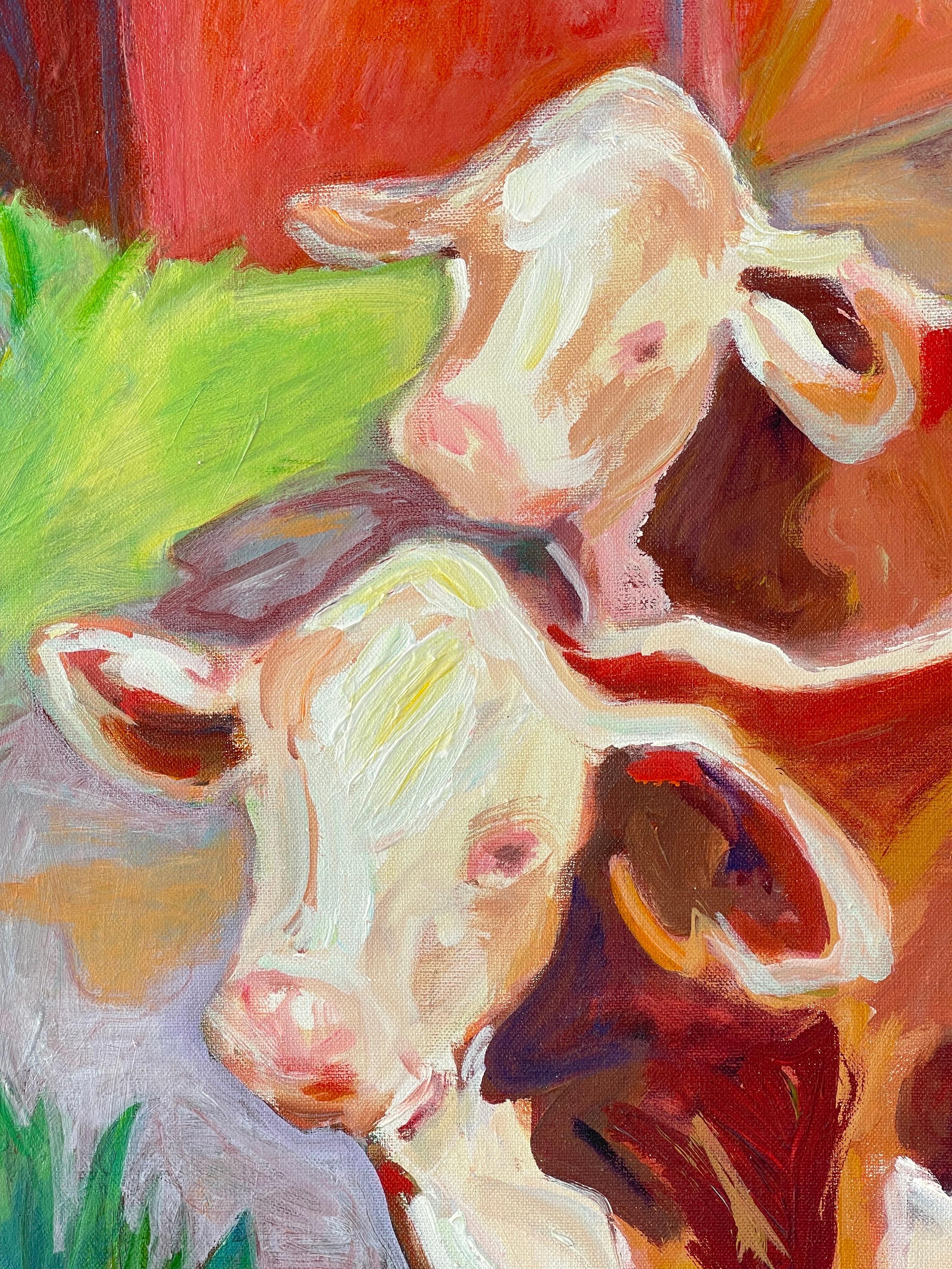Très grande peinture expressionniste abstraite de vache en vente 3