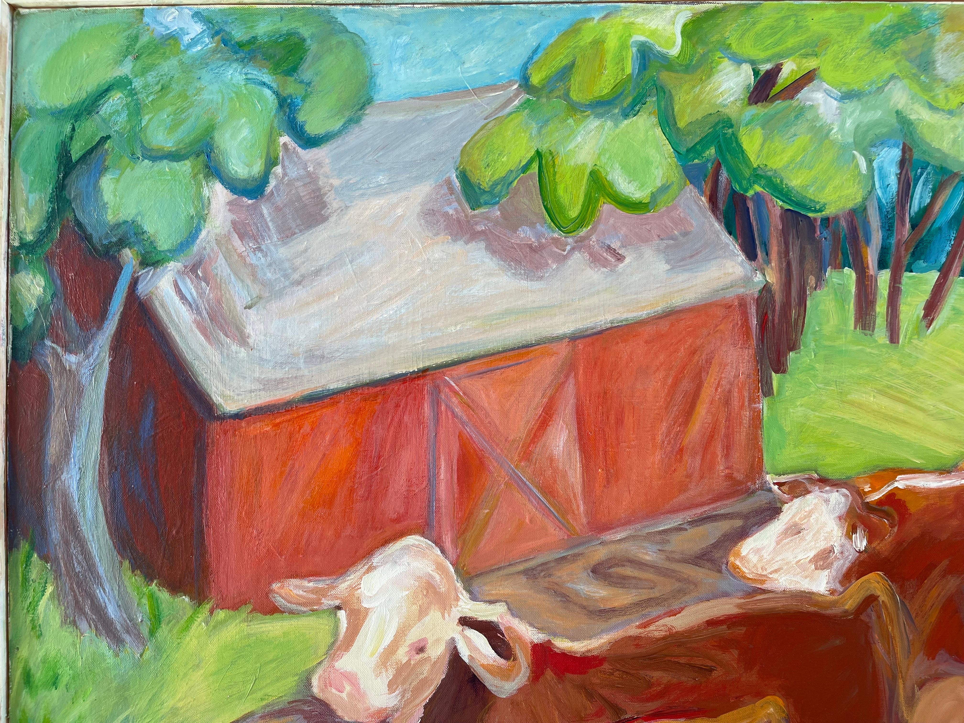 Très grande peinture expressionniste abstraite de vache en vente 4