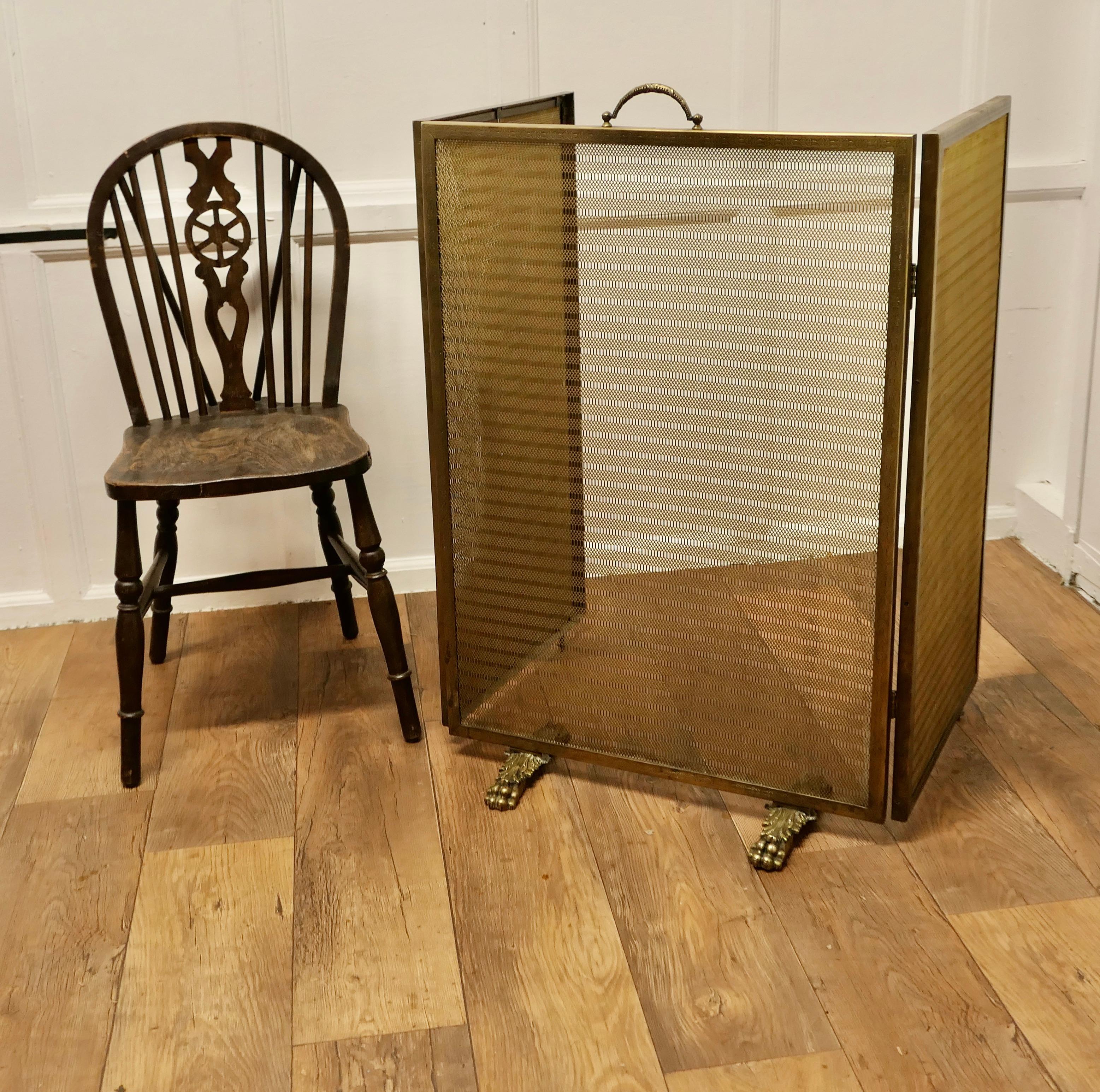 Very Large Adjustable French Chateau Brass Fire Screen/Fire Guard    3